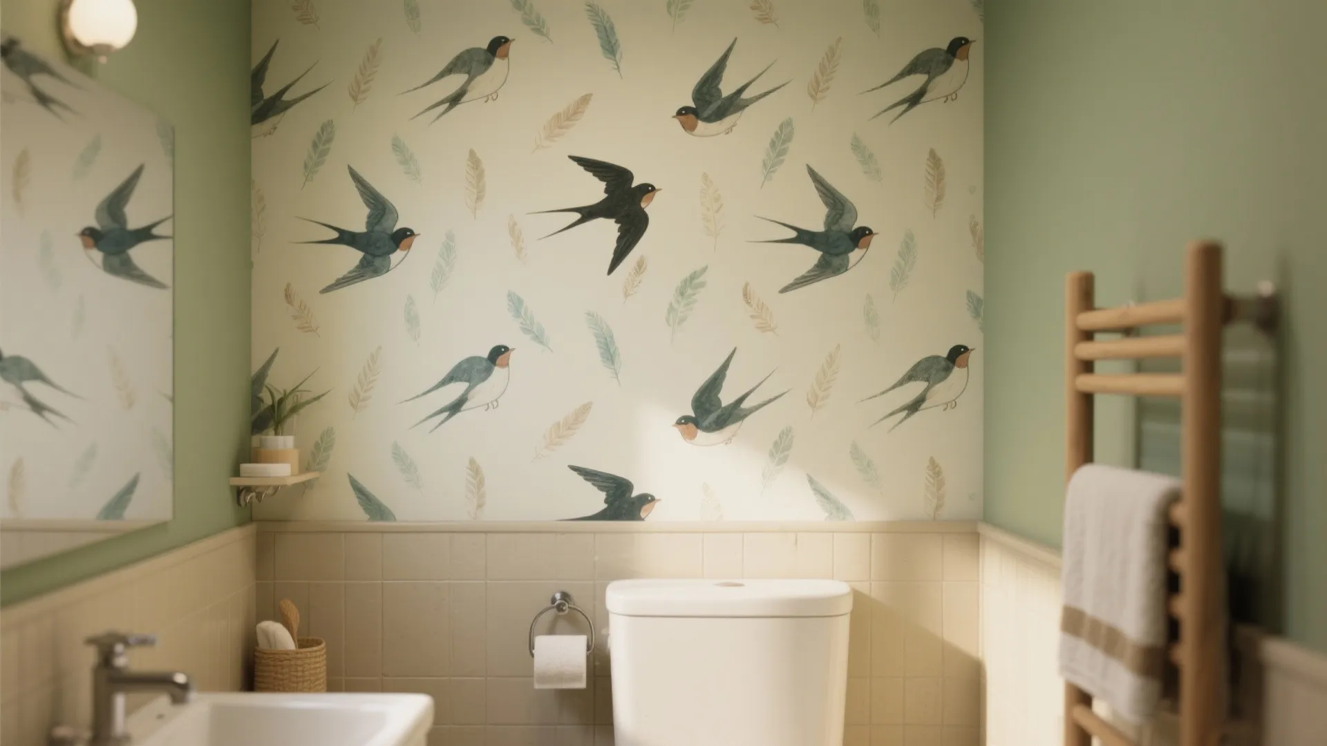 1. Feather-Friendly Wallpaper as an Accent