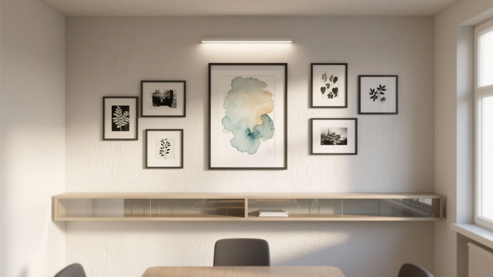 1. Feature wall gallery with Pam as the centerpiece