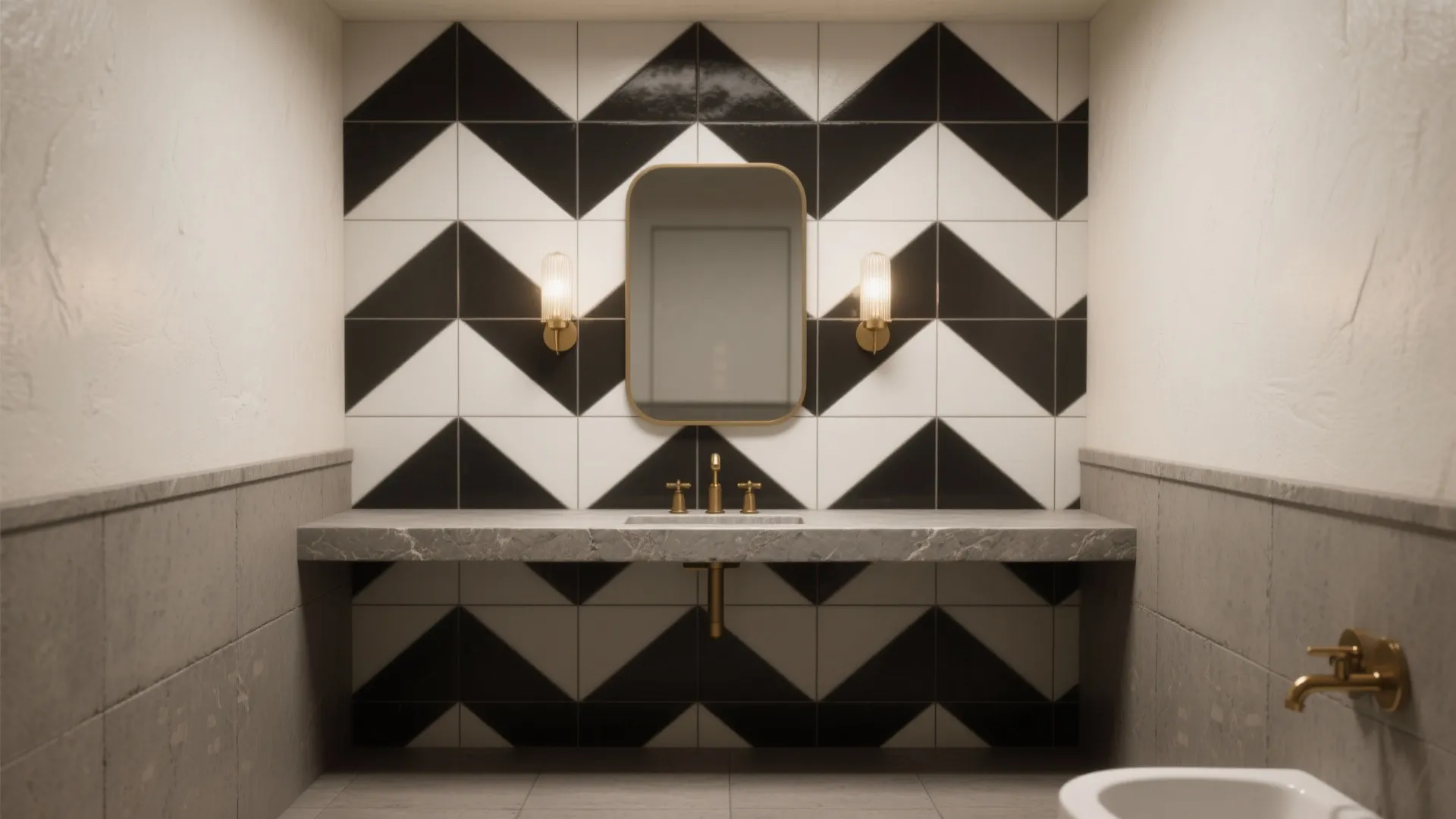 Patterned Cement Tile Feature Wall
