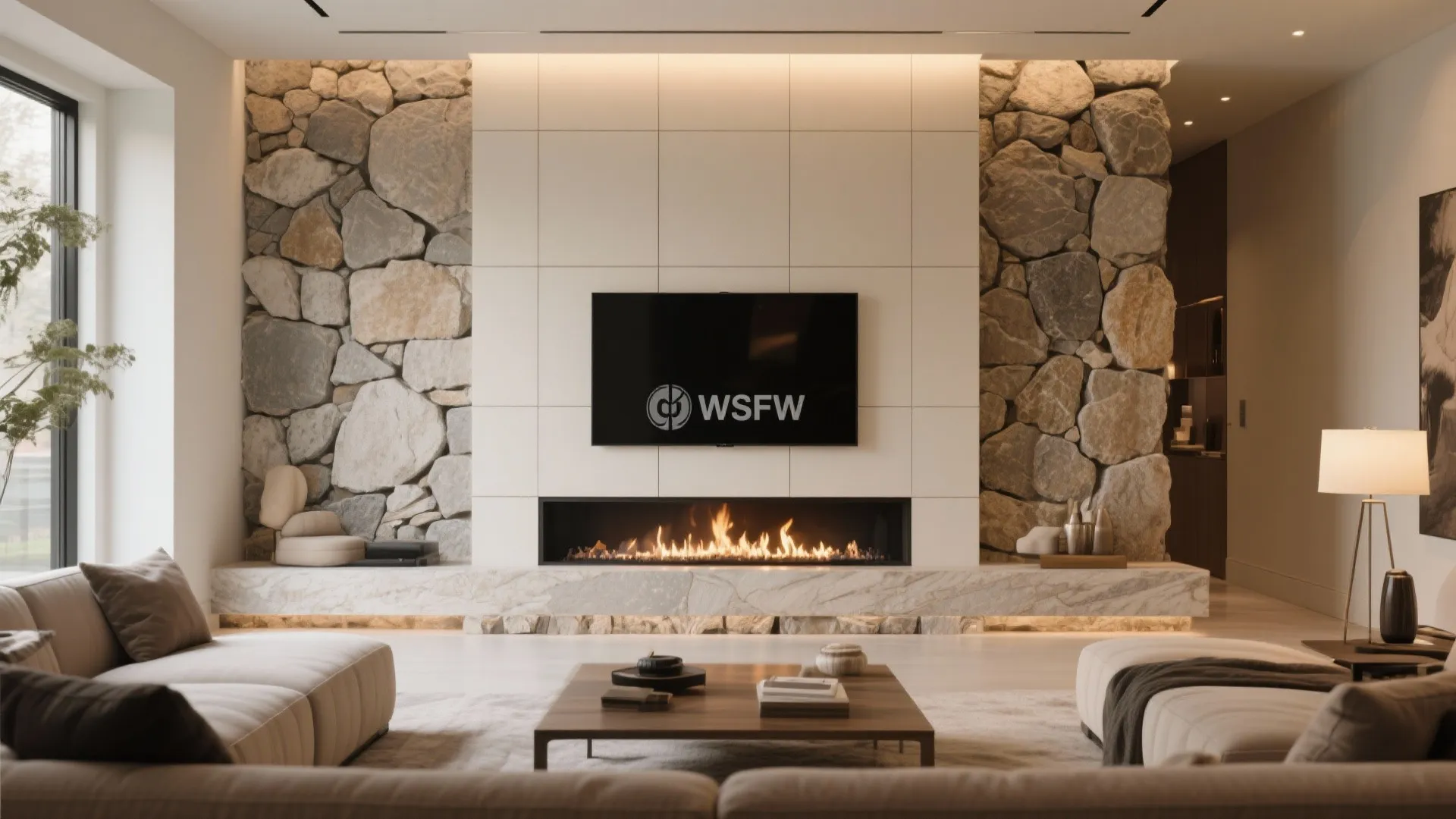 9. Feature Wall with Contrasting Textures