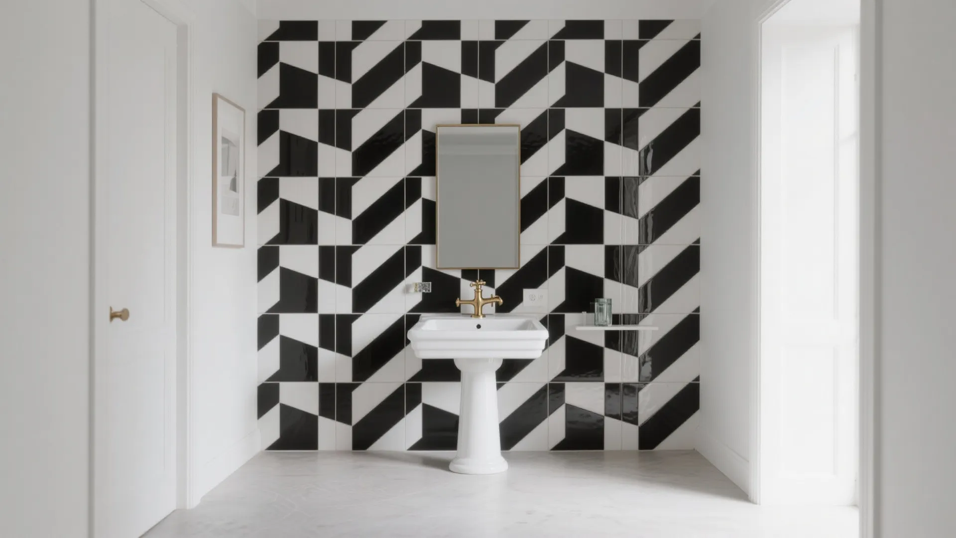 Monochrome Feature Wall: Patterns, Murals, and Niche Accents