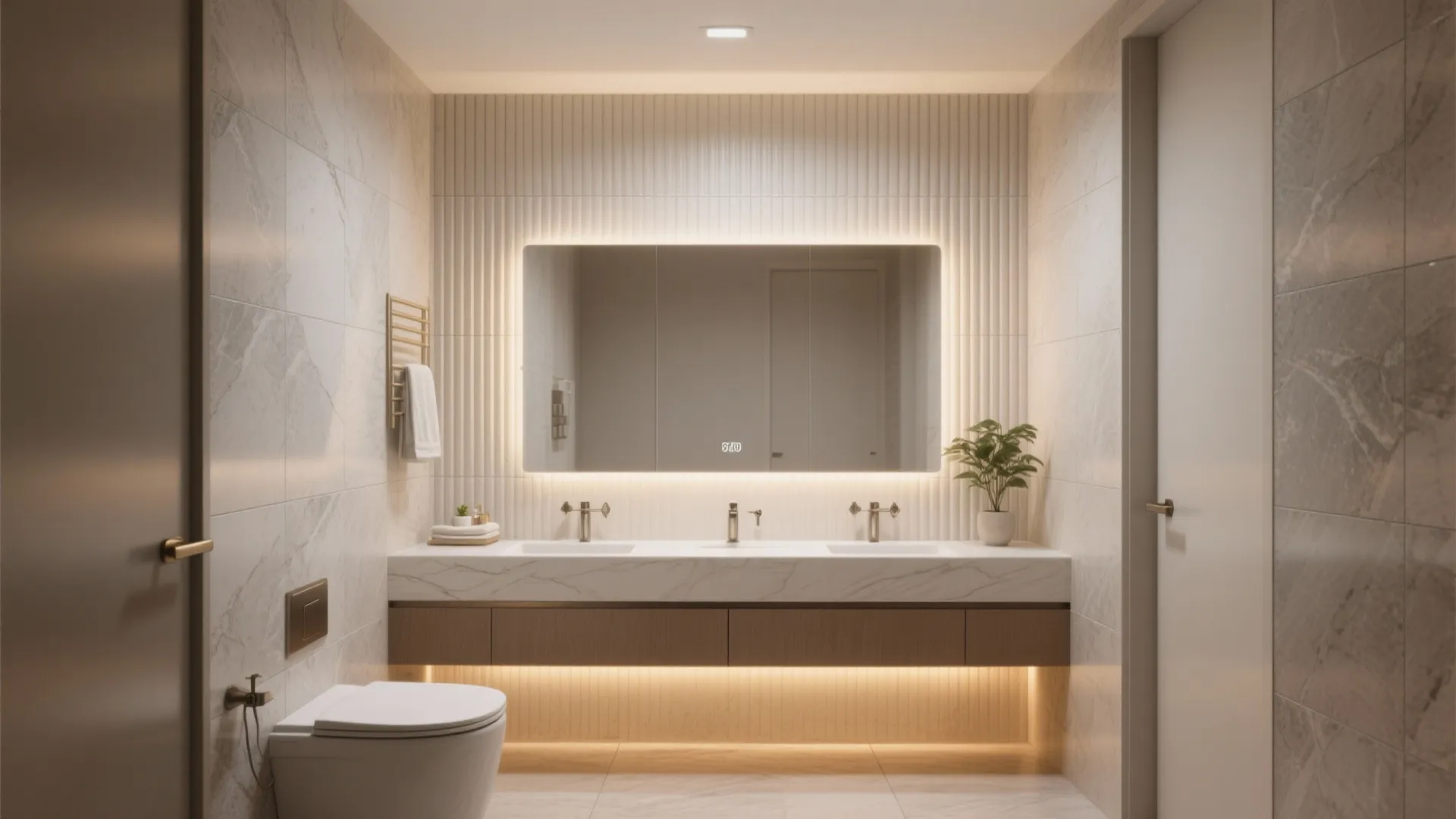 One statement wall and layered lighting