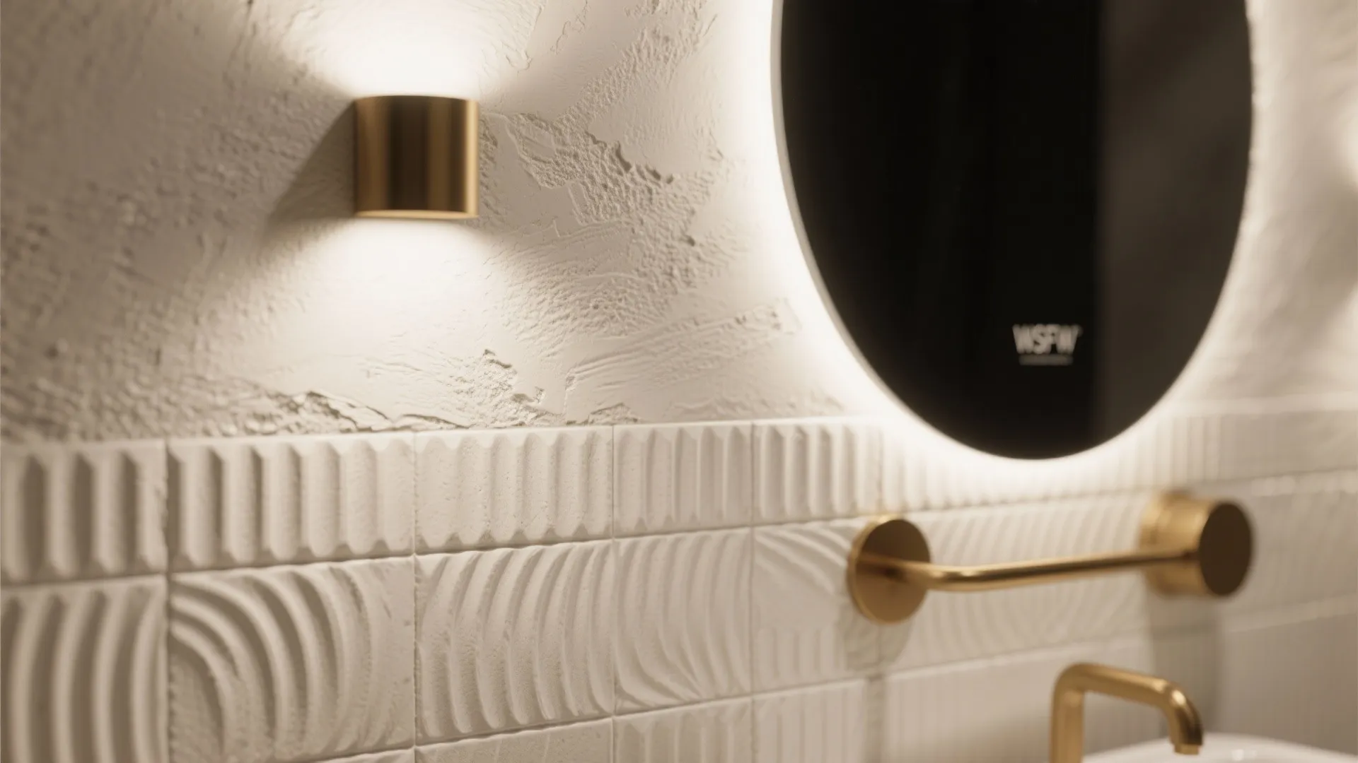 Idea 3: Textured Feature Wall—Tile, Microcement, or Slab