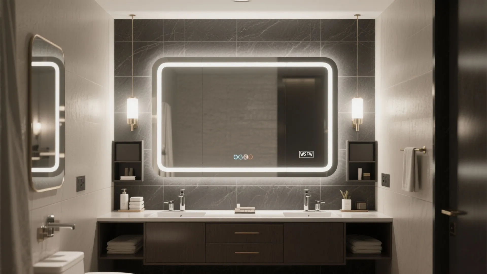 3. Feature Wall Behind the Vanity