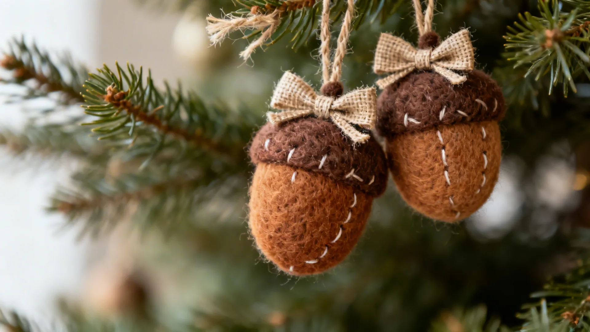 3. Handmade Felt Acorns and Burlap Bows