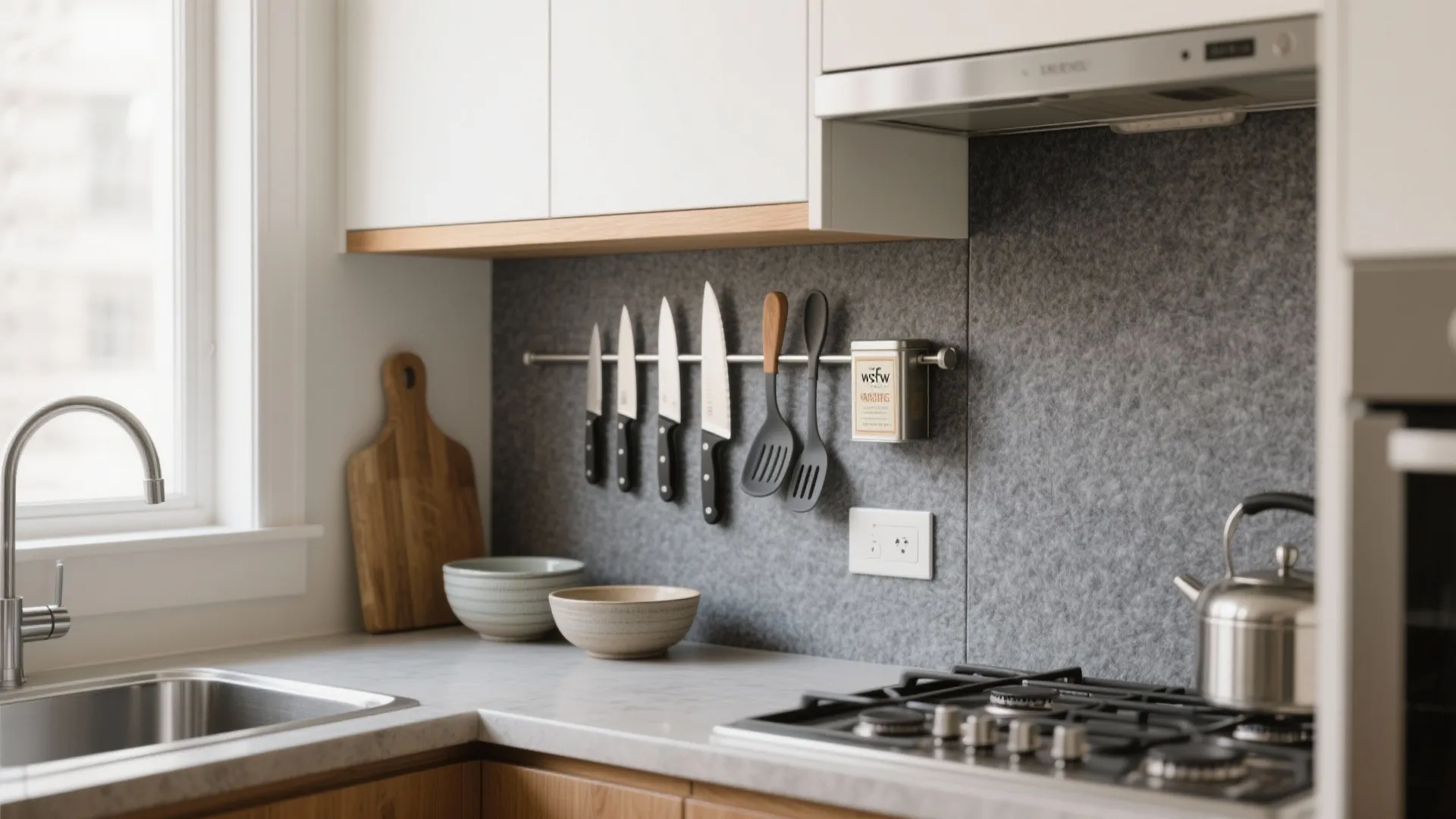 Felt Backsplash with Magnetic Rail