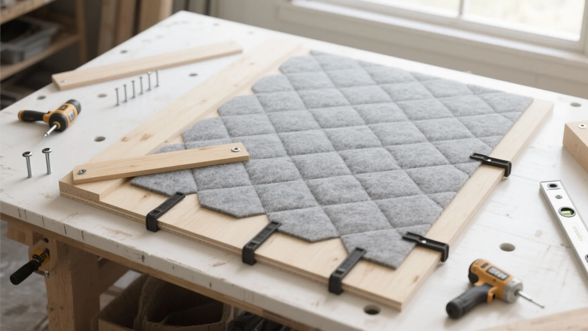 2) Seamless felt wall with French cleats (performance build)