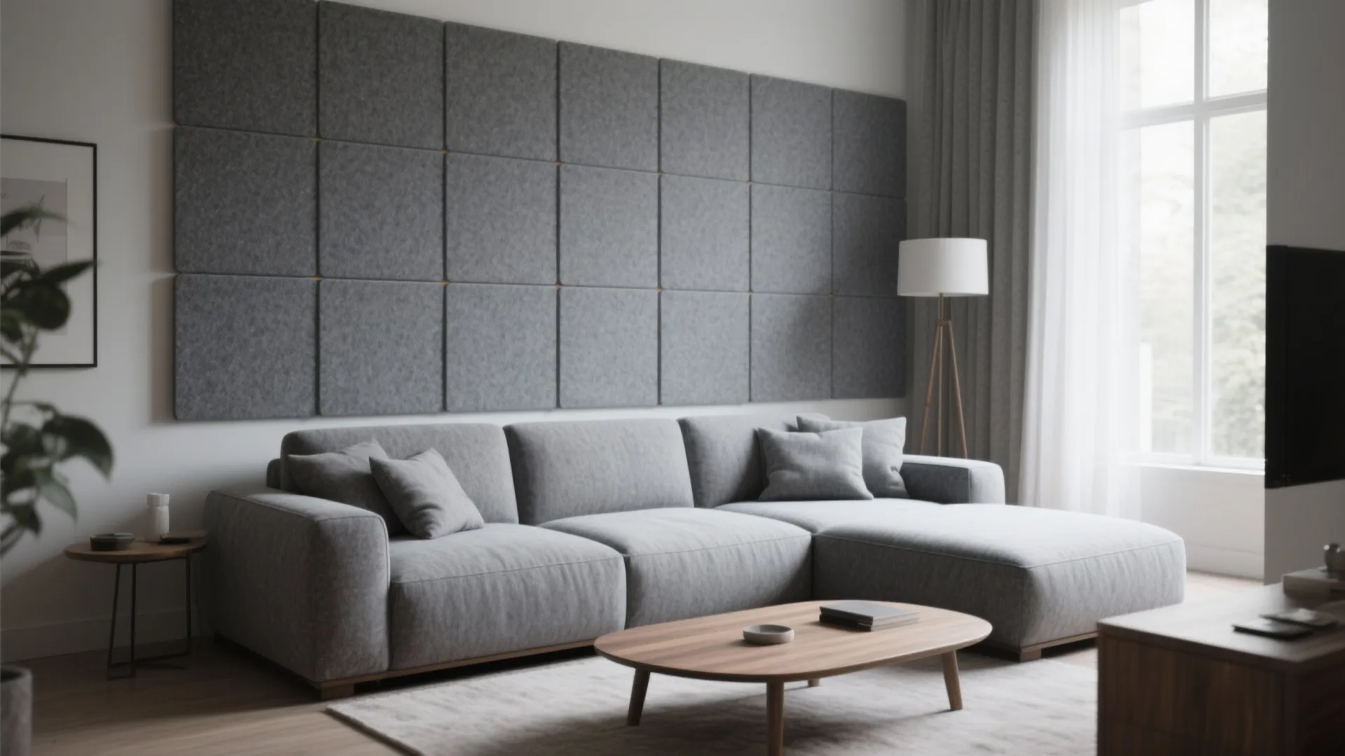 Acoustic felt feature wall in living or study