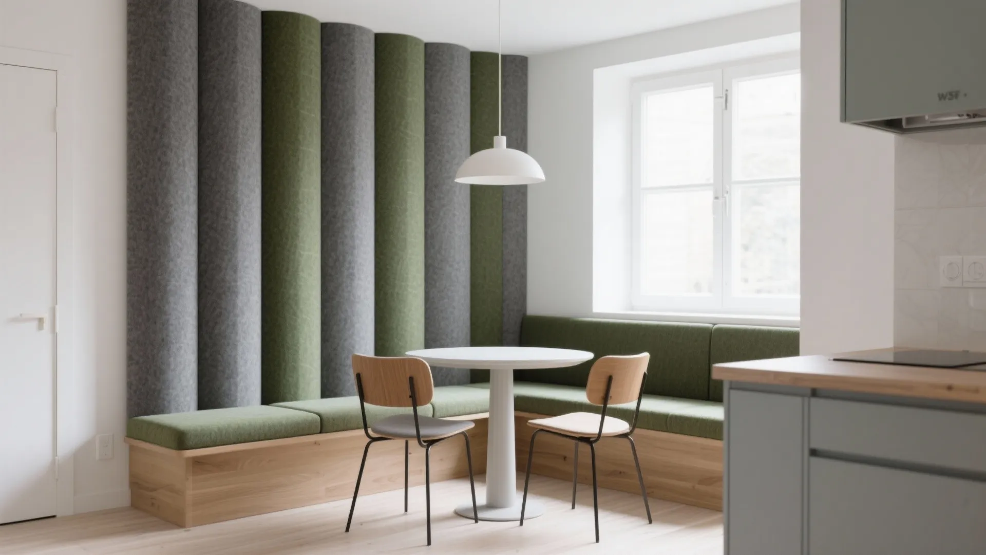 Acoustic Felt Feature Wall Behind Dining Nook