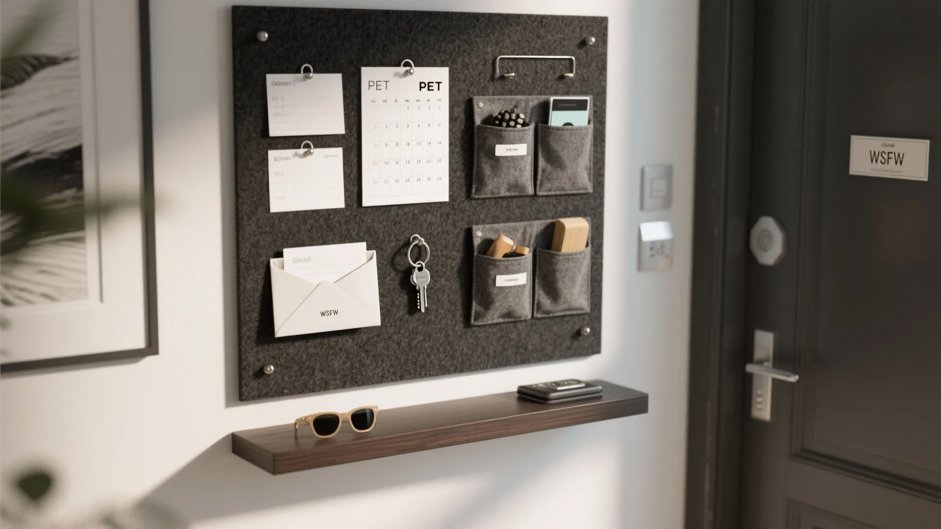 Family command center: felt pinboard wall