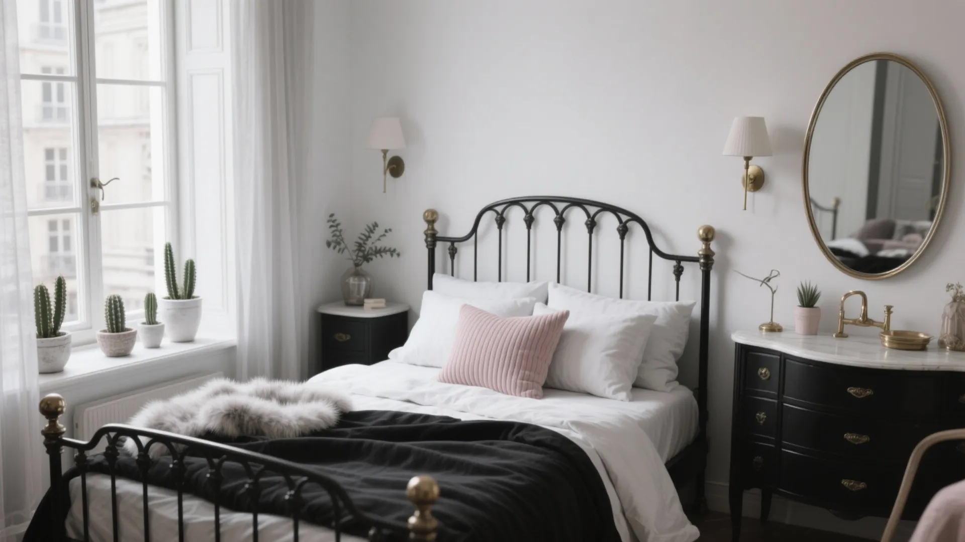 5 Black and White Feminine Bedroom Ideas: Chic black-and-white bedroom inspirations that maximize style and small-space smarts