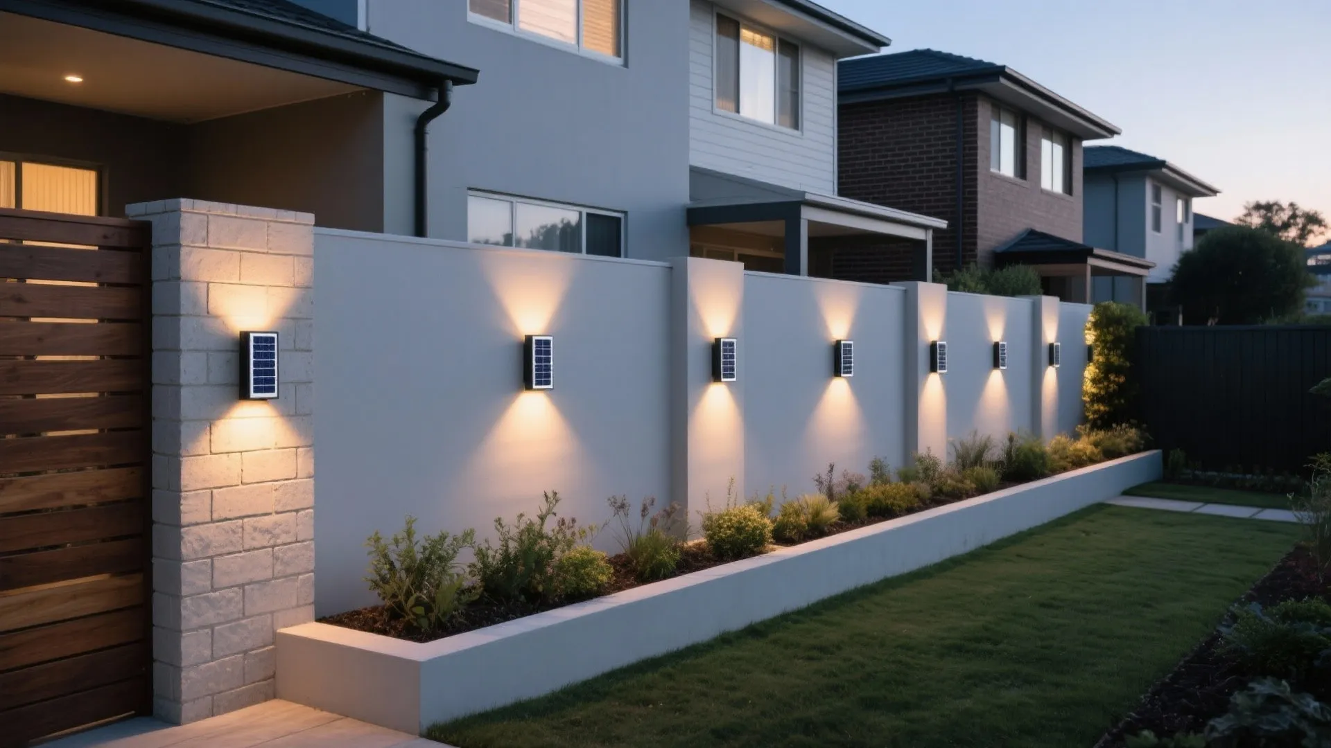 Wall-wash + fence rhythm using repeating modules