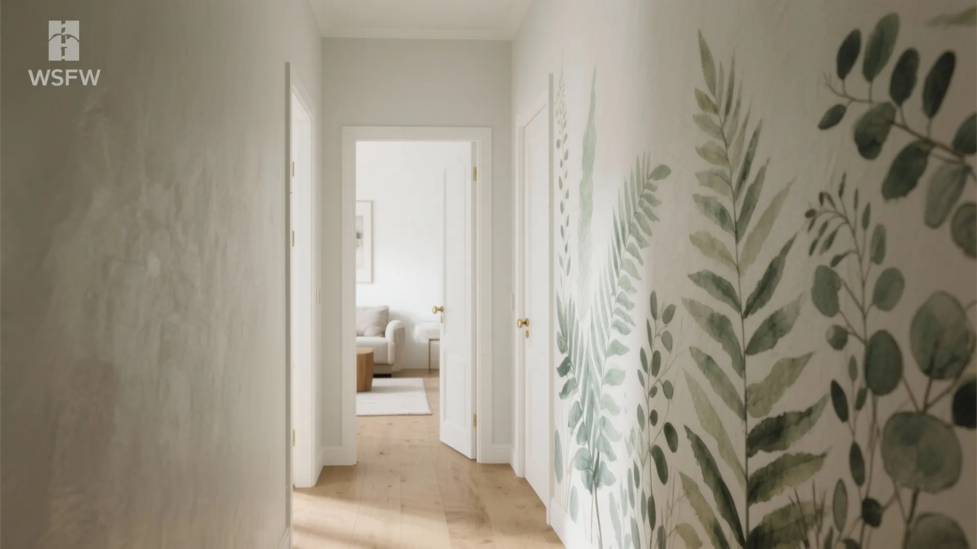 Hand-Painted Leaf Murals