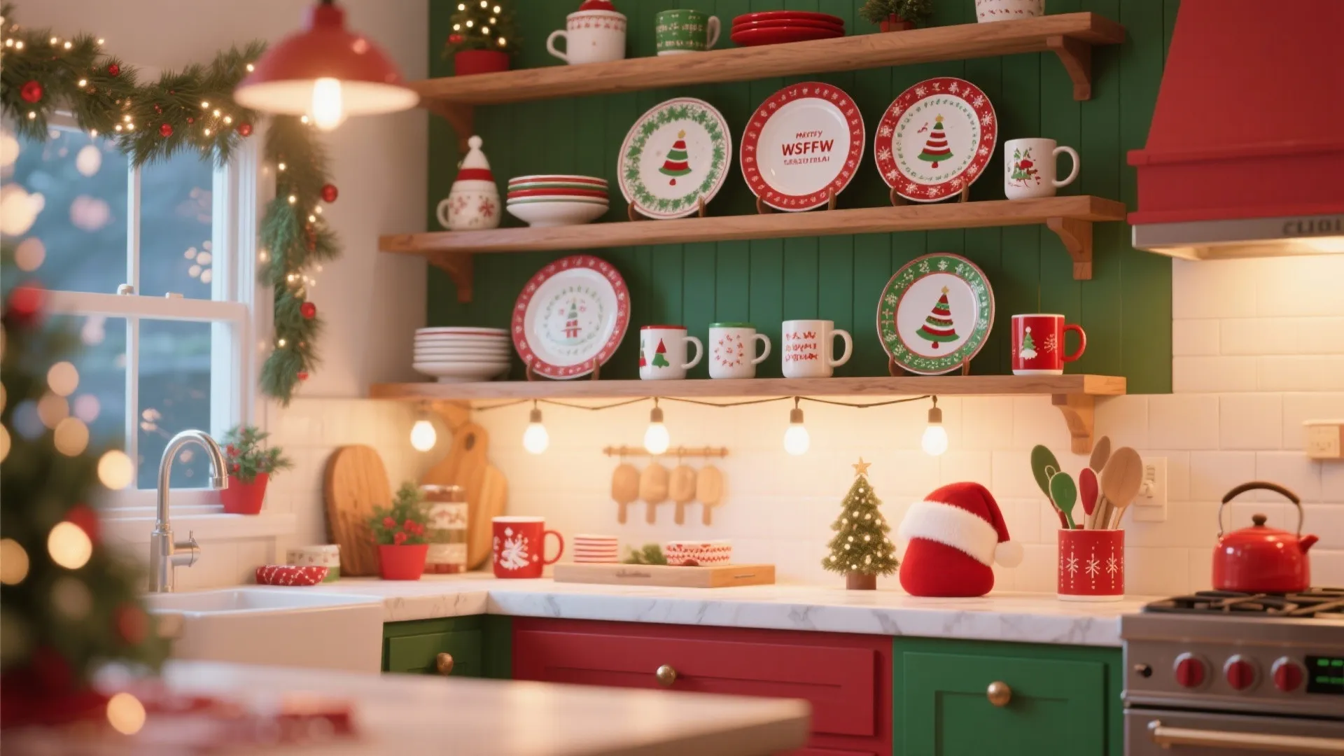 2. Festive Dishware Display