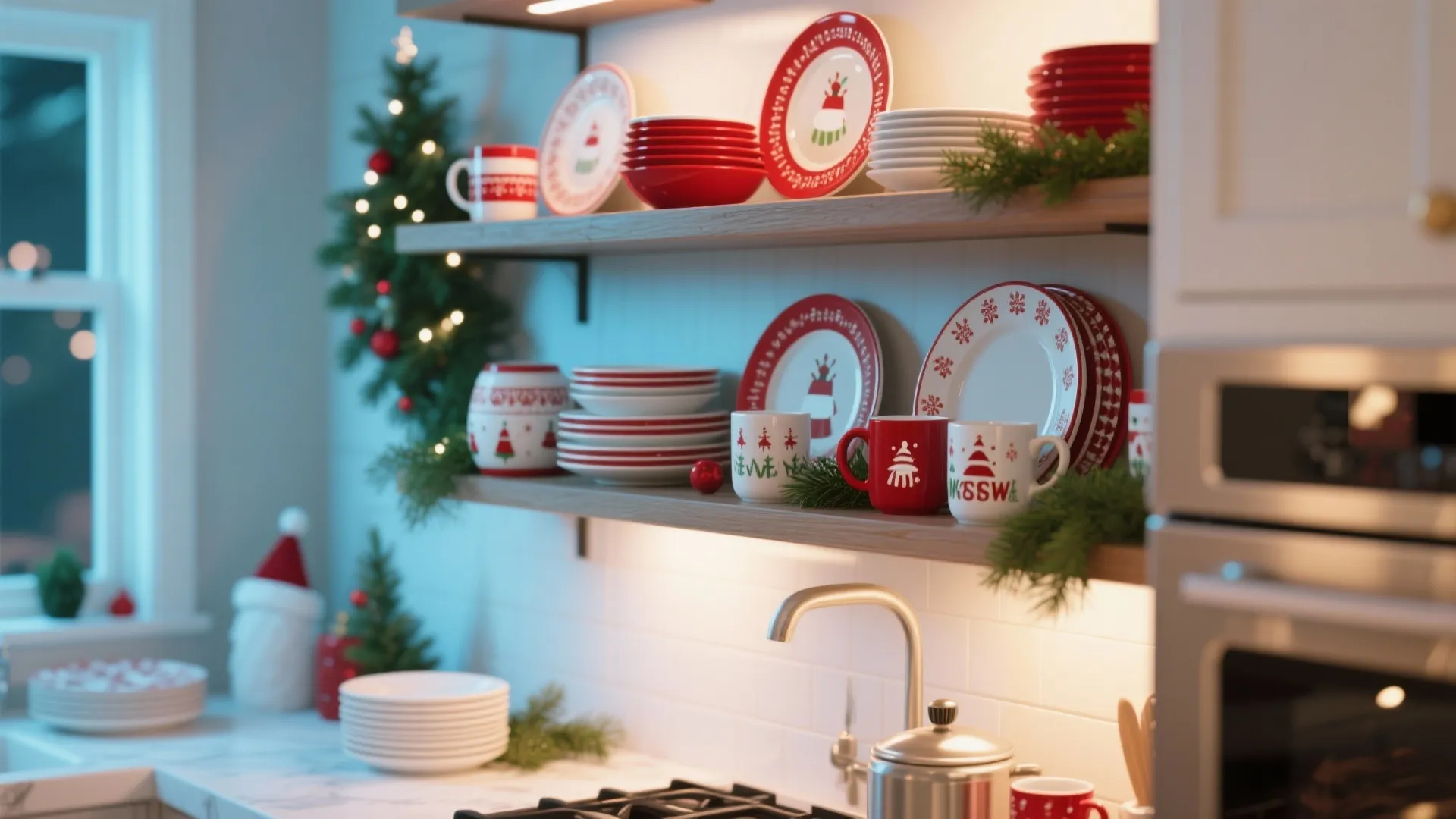 2. Festive Dishware Display