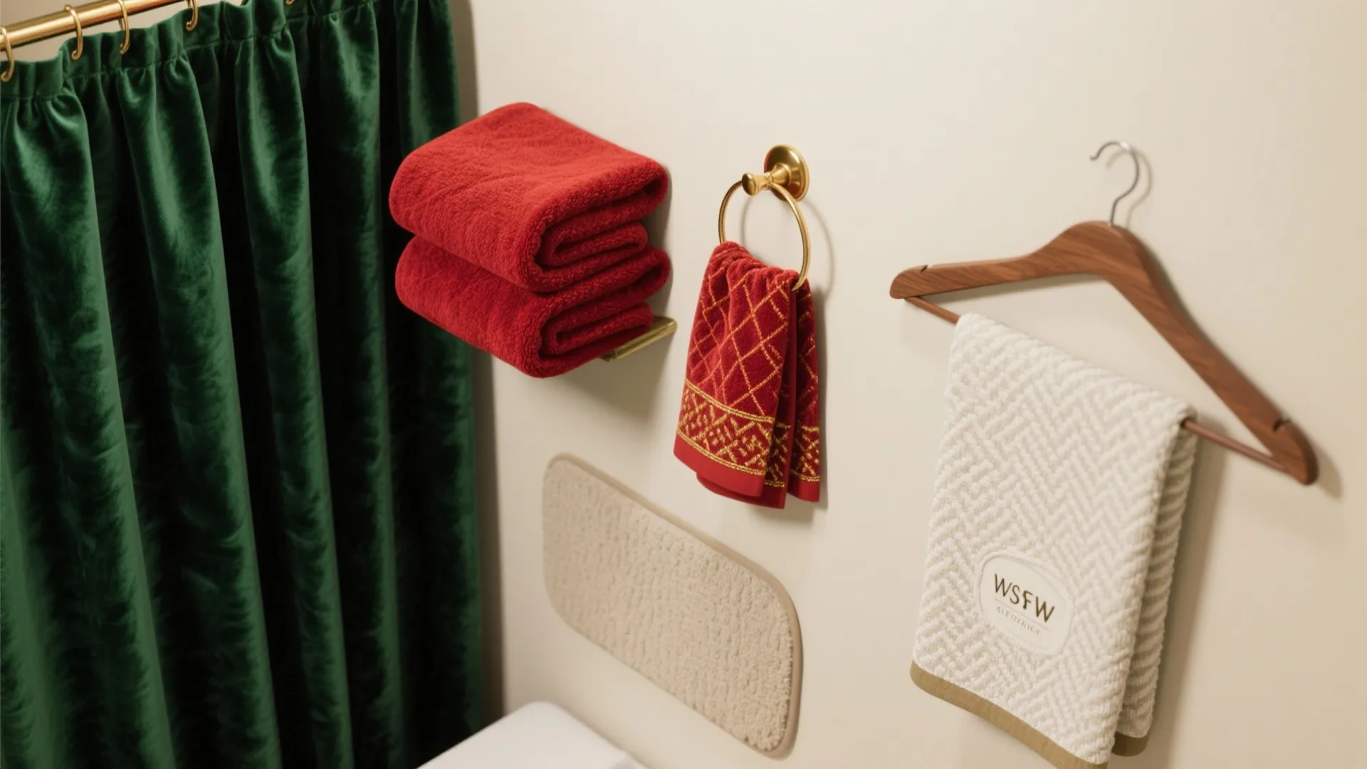 1. Swap in a Festive Shower Curtain and Textiles