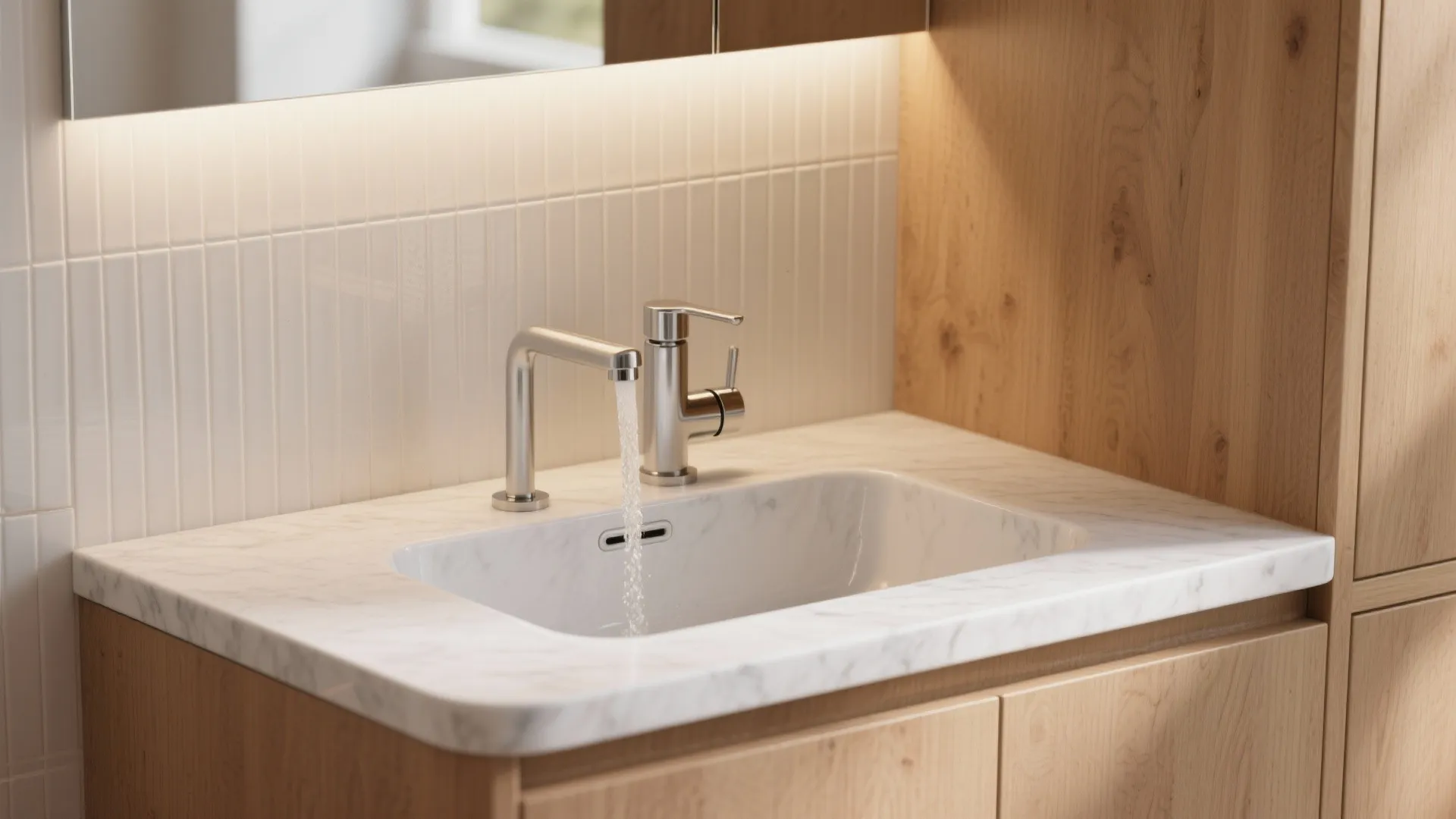 5) Utility-meets-luxury: filtered water + hot/cold mixer with splash-smart surfaces