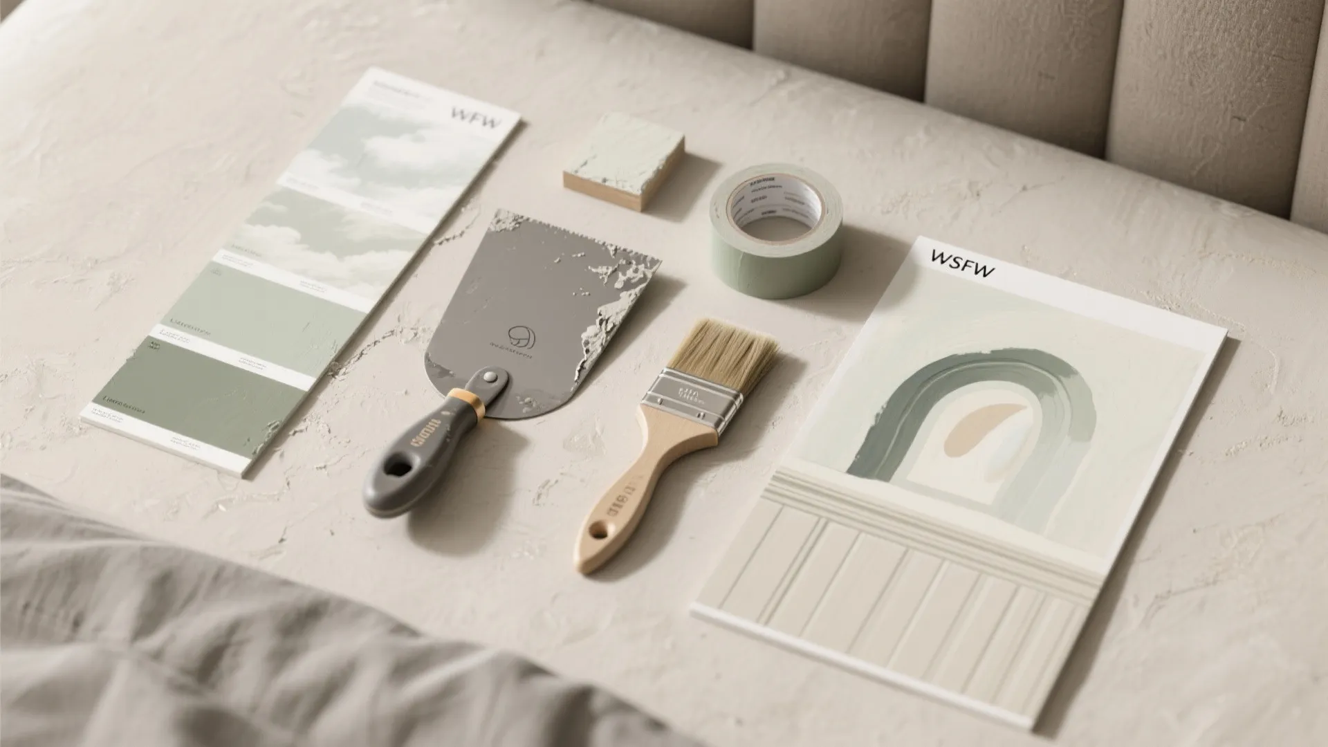 Limewash, microcement, or a calm mural to anchor the bed