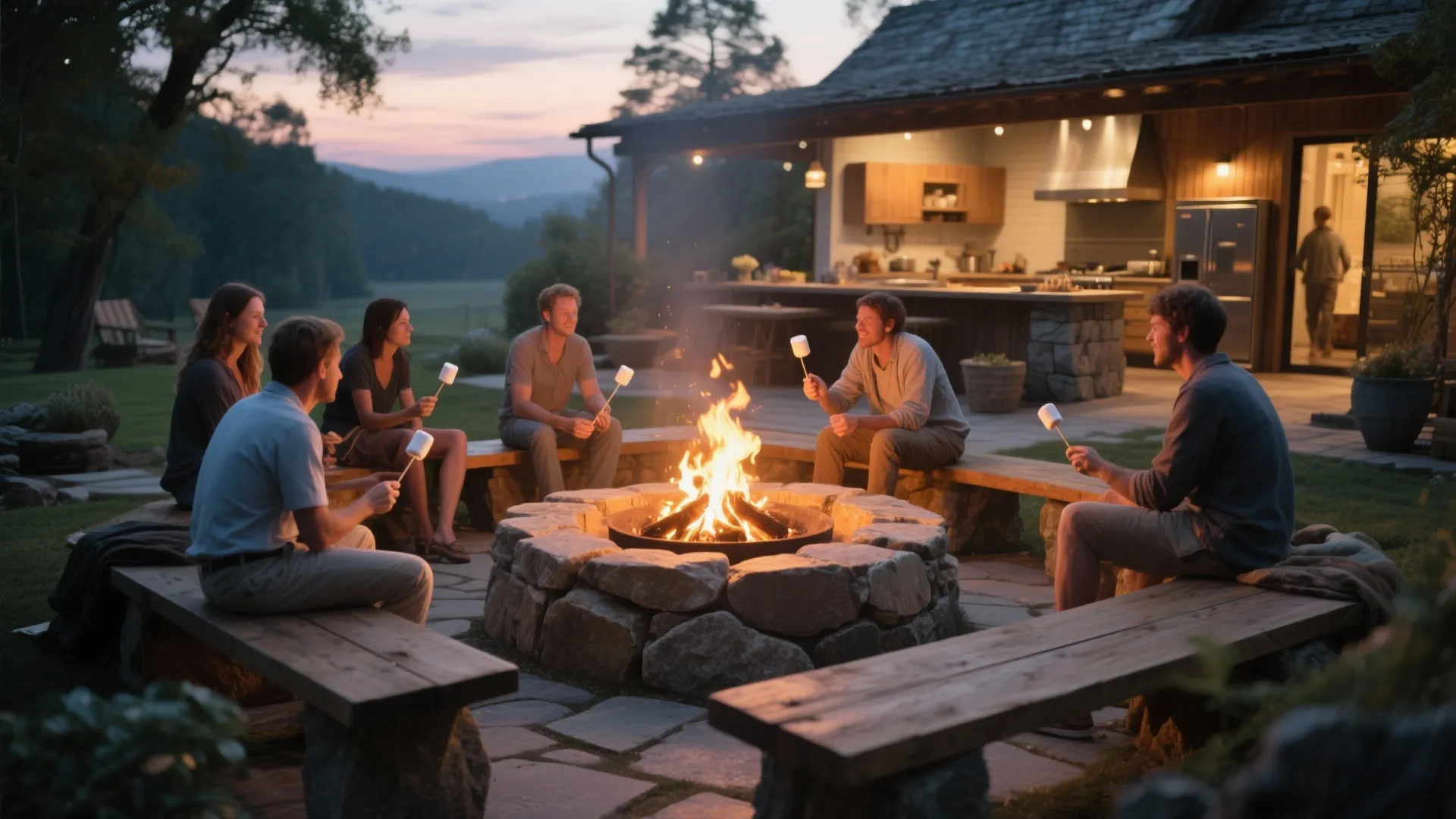 9. Built-In Firepit Area