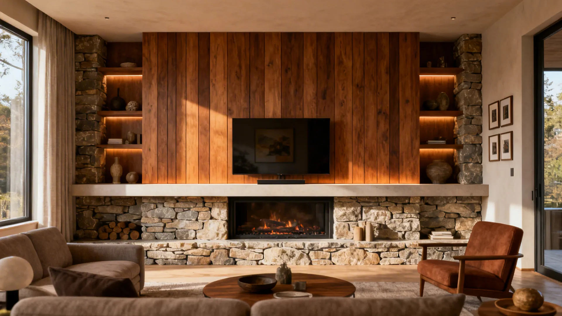5 Feature Wall Ideas for Living Room with Fireplace