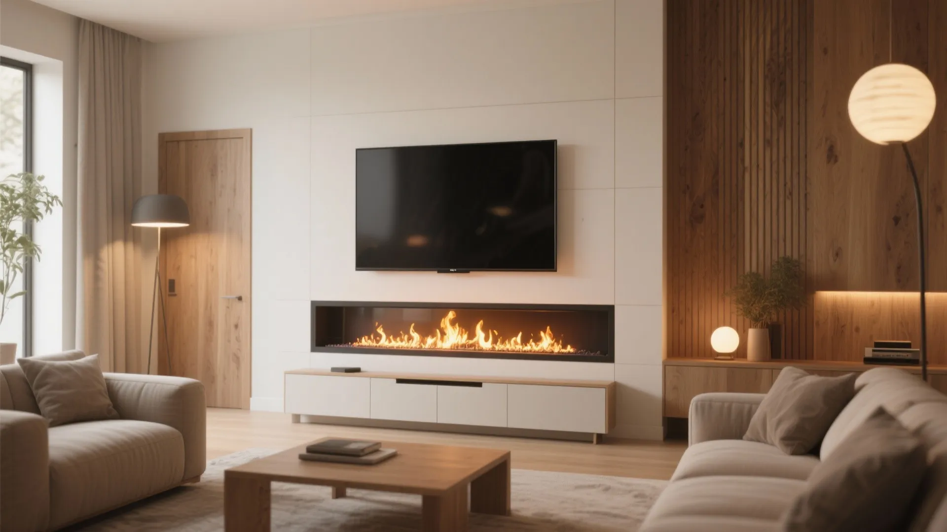 Wall-mounted Electric Fireplace with Media Unit