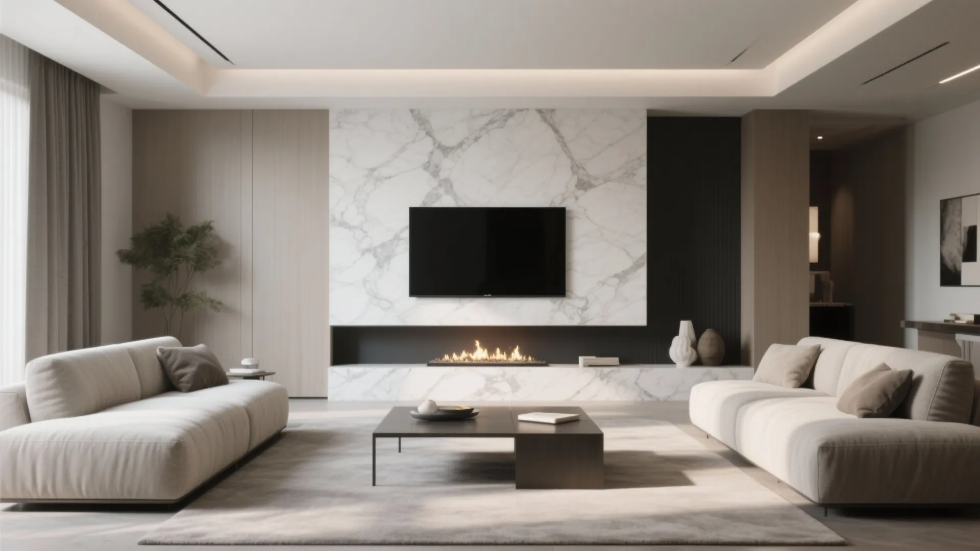 Minimalist Marble Fireplace Surround