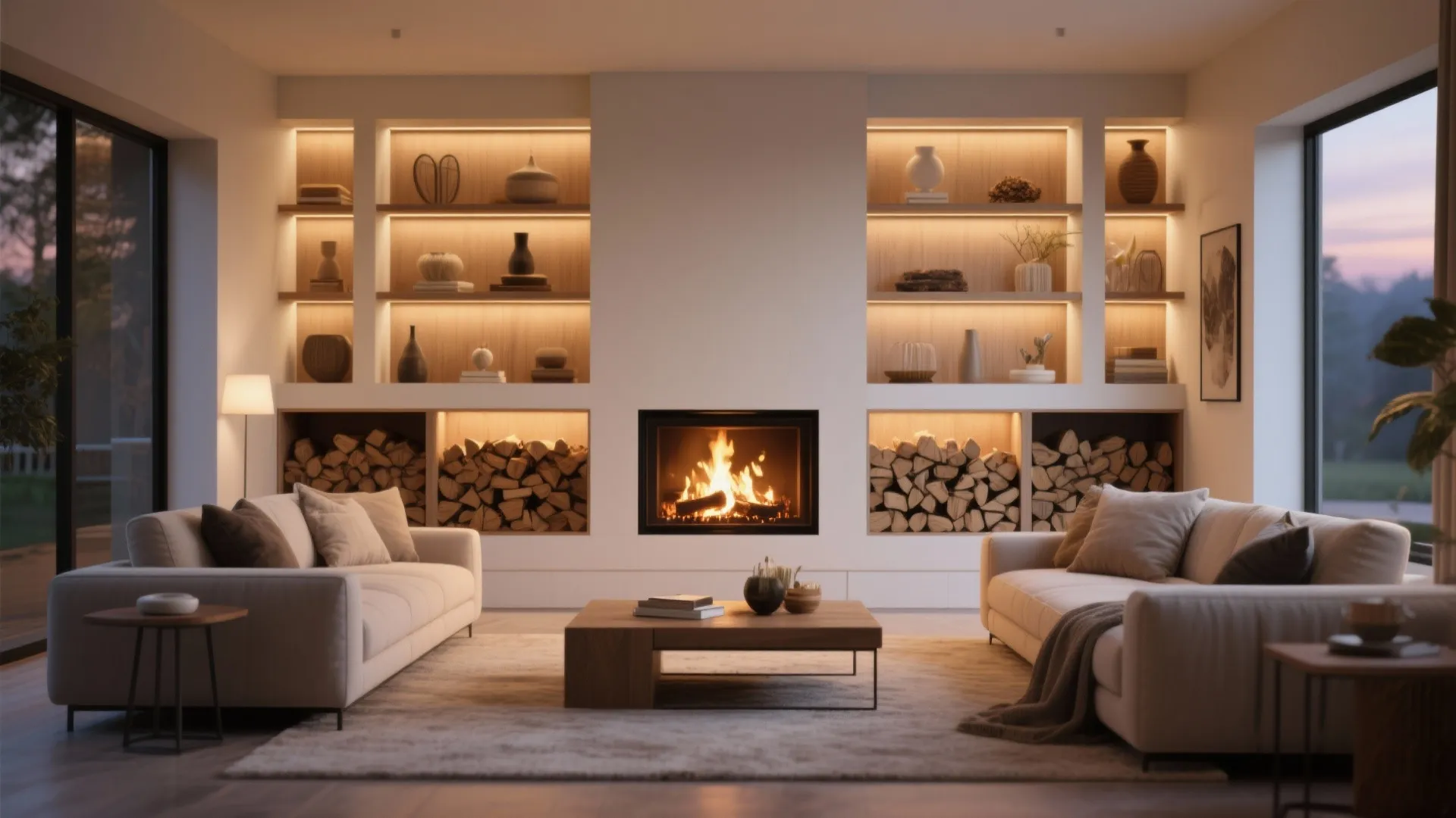 9. Fireplace Integration Niche
