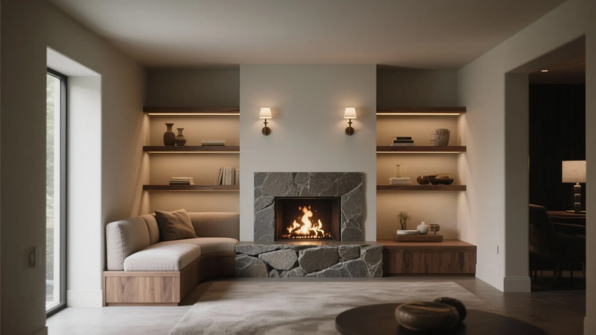 2. Use the Fireplace Nook as a Built-in Backdrop