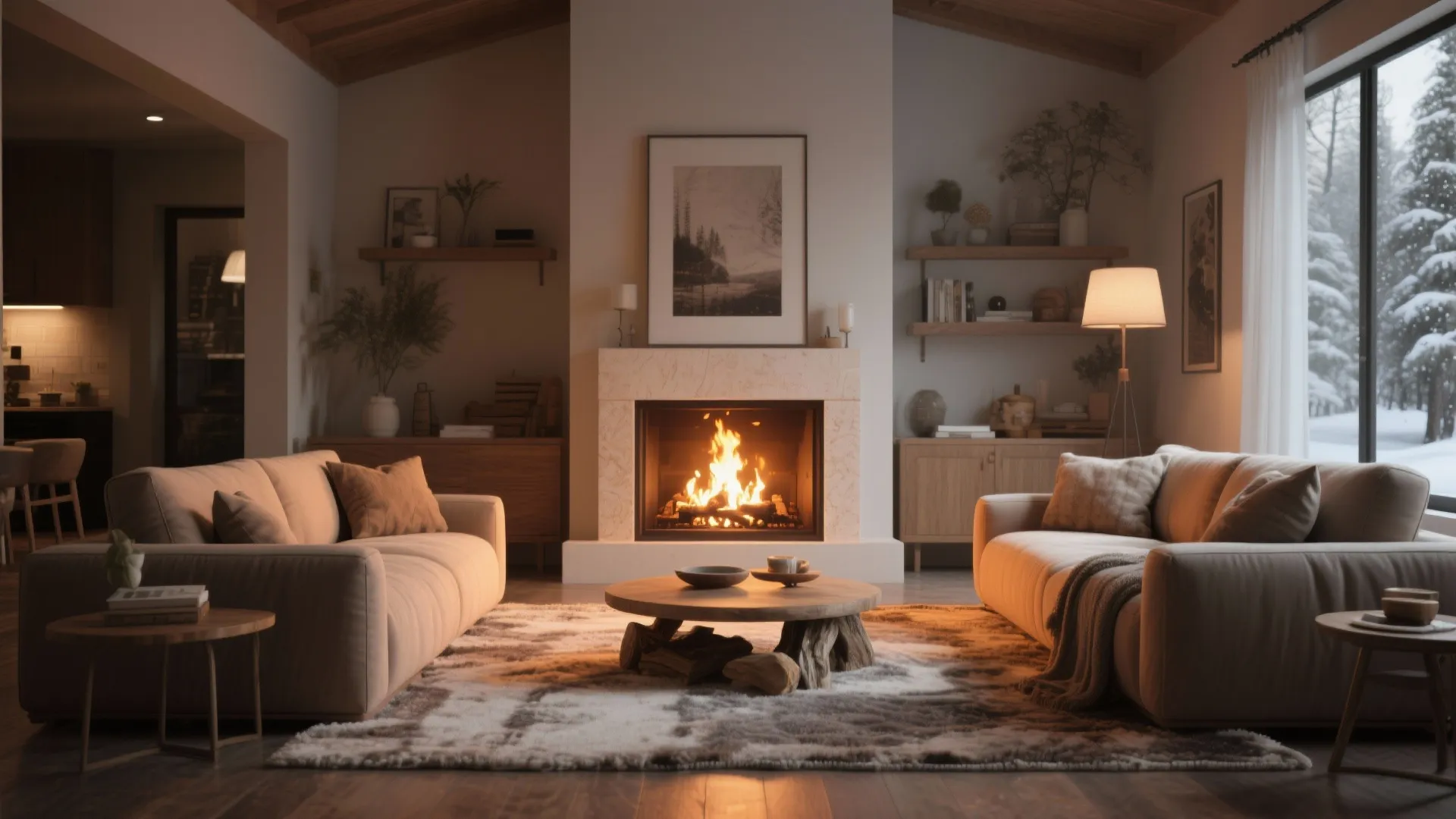 6. Fireplace-Centric Plan