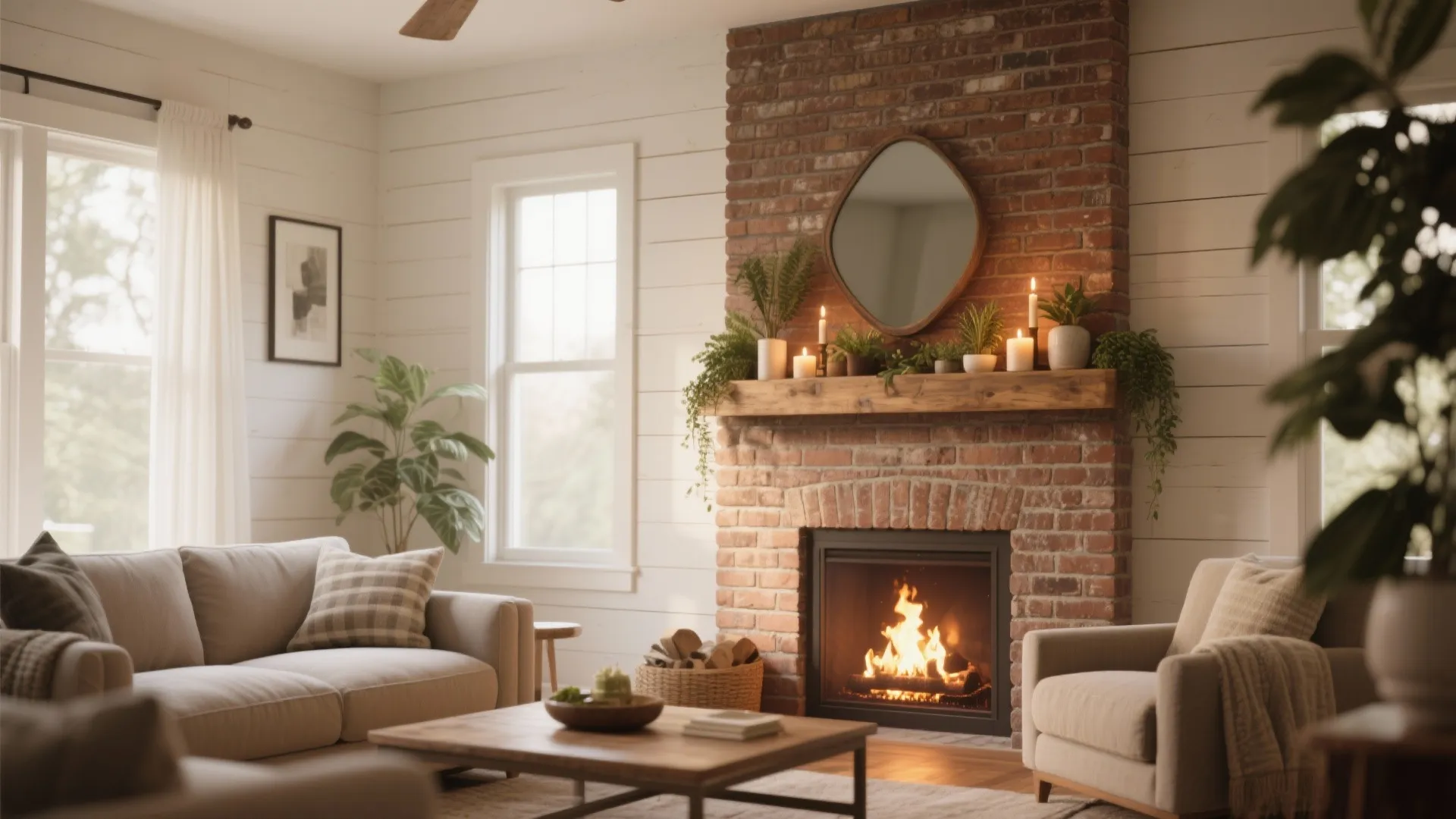 6. Shiplap Around the Fireplace