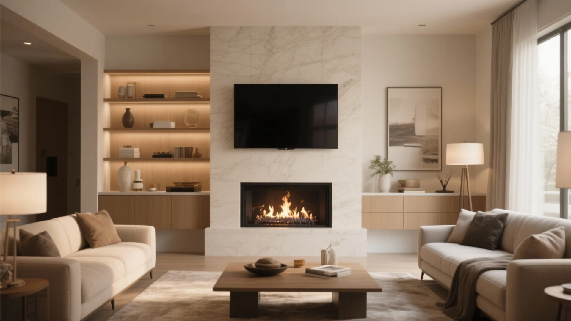 6. Dual Focal Point: Fireplace and TV