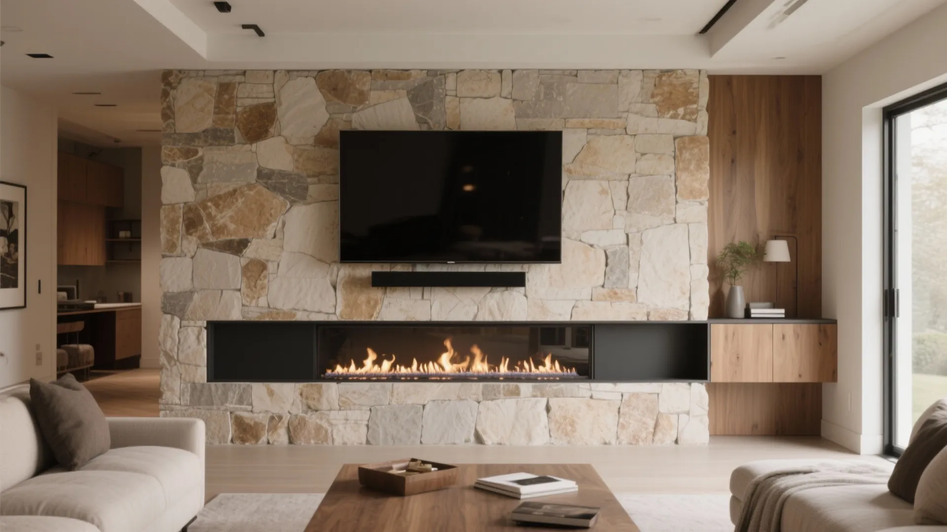 Fireplace & TV Combo Wall