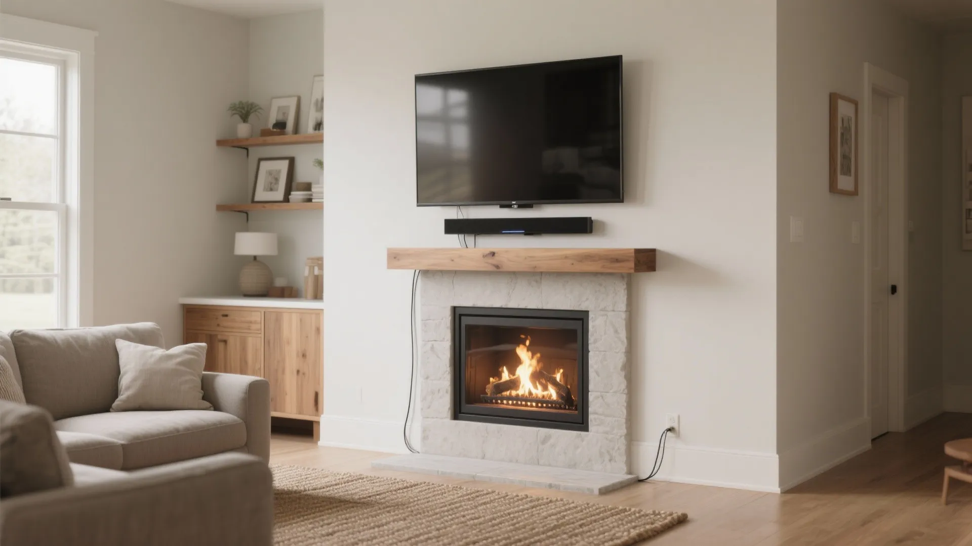 5) Above a fireplace (real or faux), with heat-safe planning