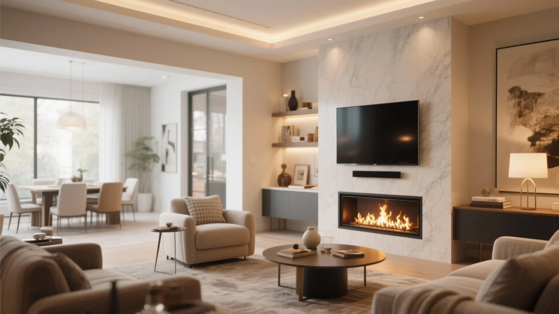 7. Fireplace + TV Combo Wall