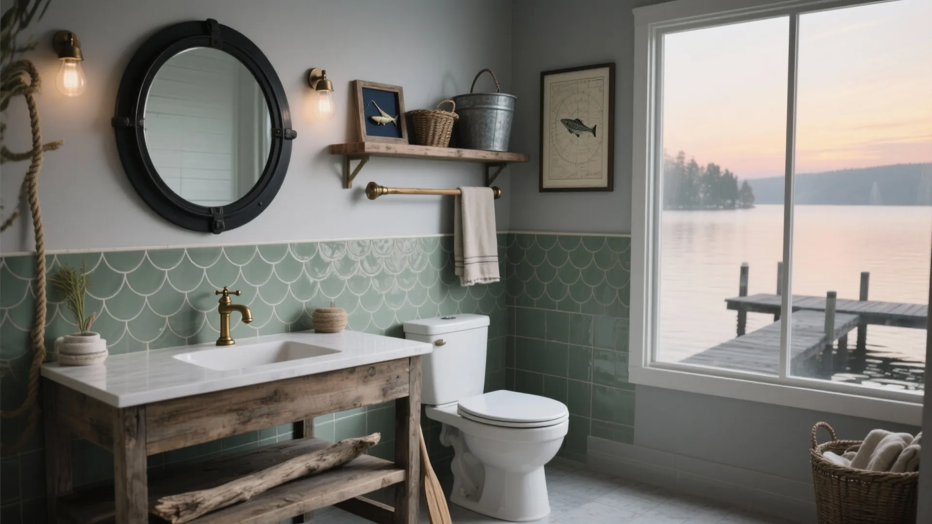 5 Fishing Bathroom Decor Ideas That Work: Small-space, big-catch design tips from a seasoned interior designer who’s made (and fixed) more nautical mistakes than I care to admit.