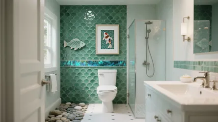 Bathroom tiles design fish: 5 small-space ideas