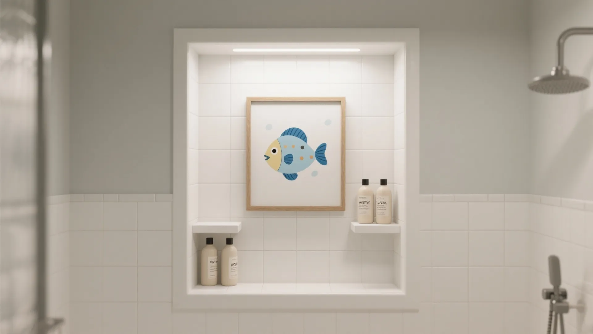 Playful Fish Print Accent Niche