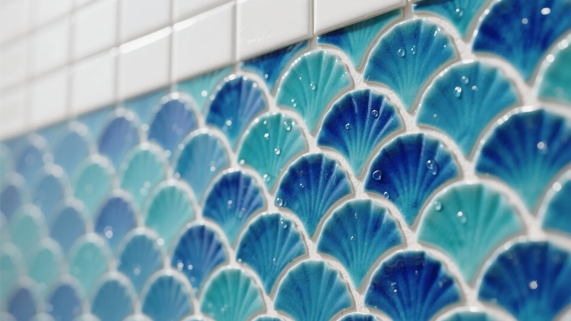 Moroccan Fish-Scale Accent Wall in Ocean Blues