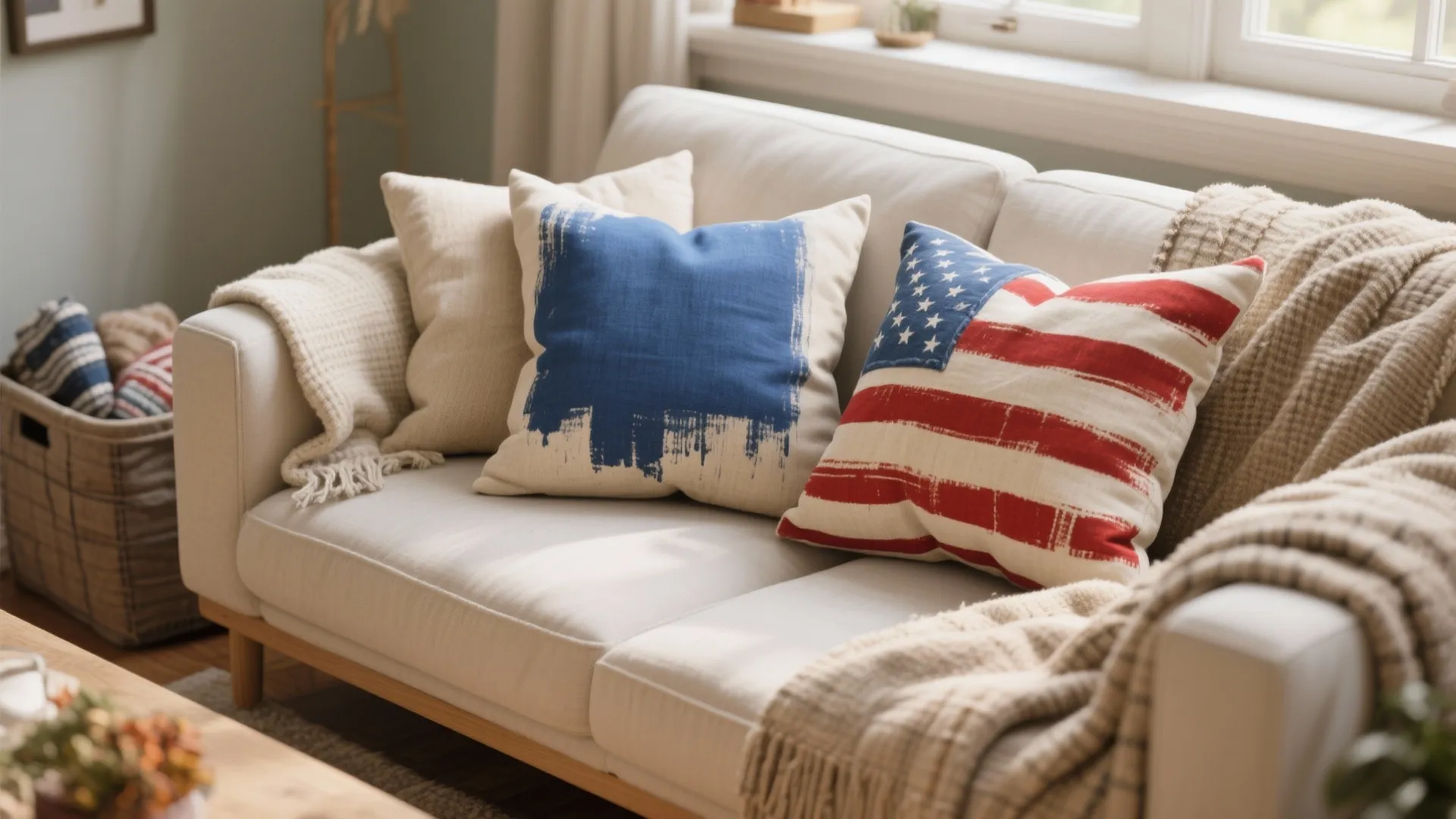 4. Flag-inspired DIY pillow covers and throws