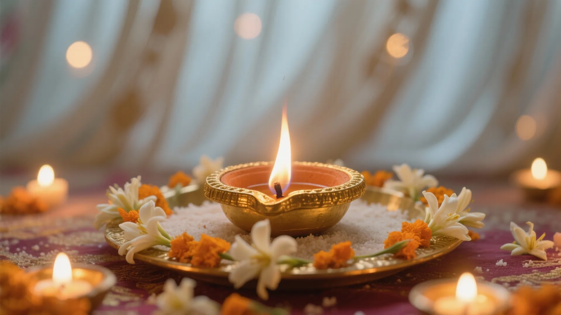 5) Fragrance & Flame: Safe Layering of Diyas, LEDs, and Flowers