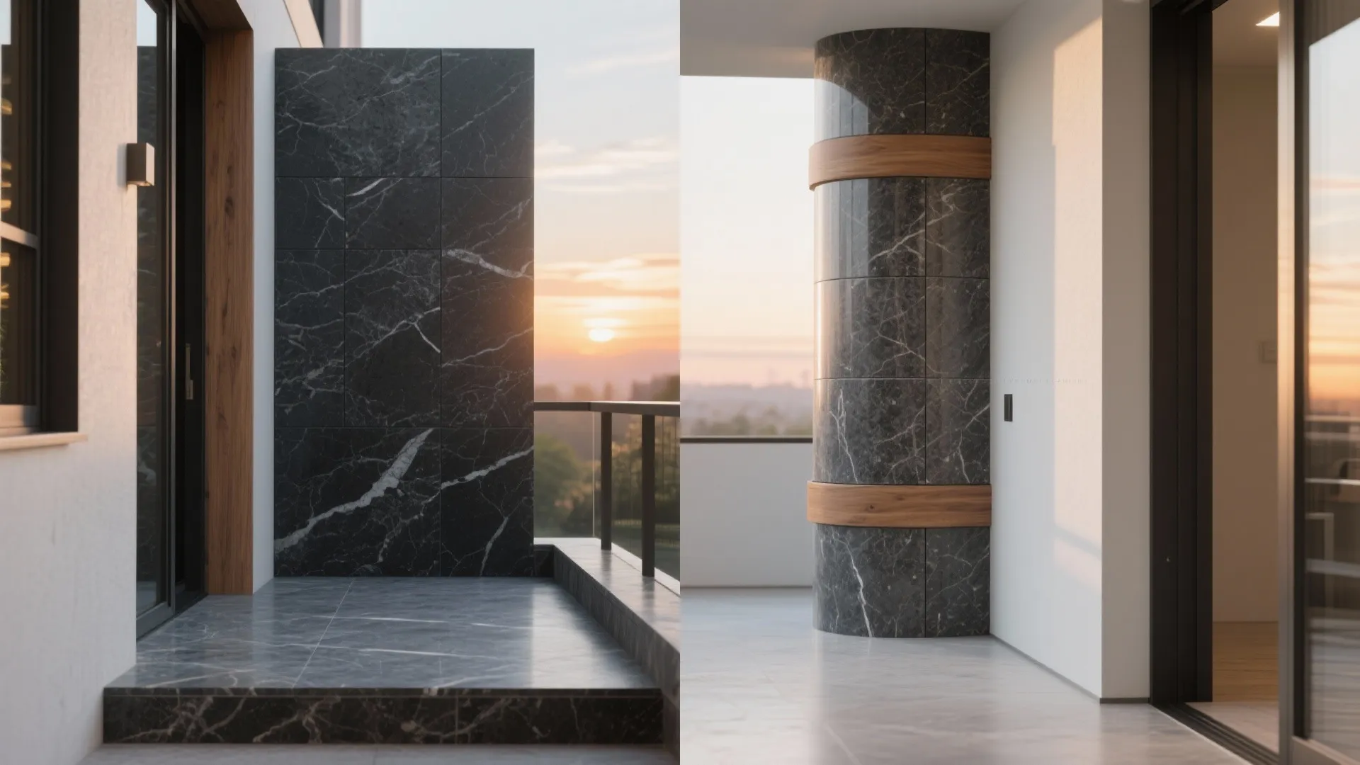 Mixed Finishes: Flamed Outside, Honed Inside