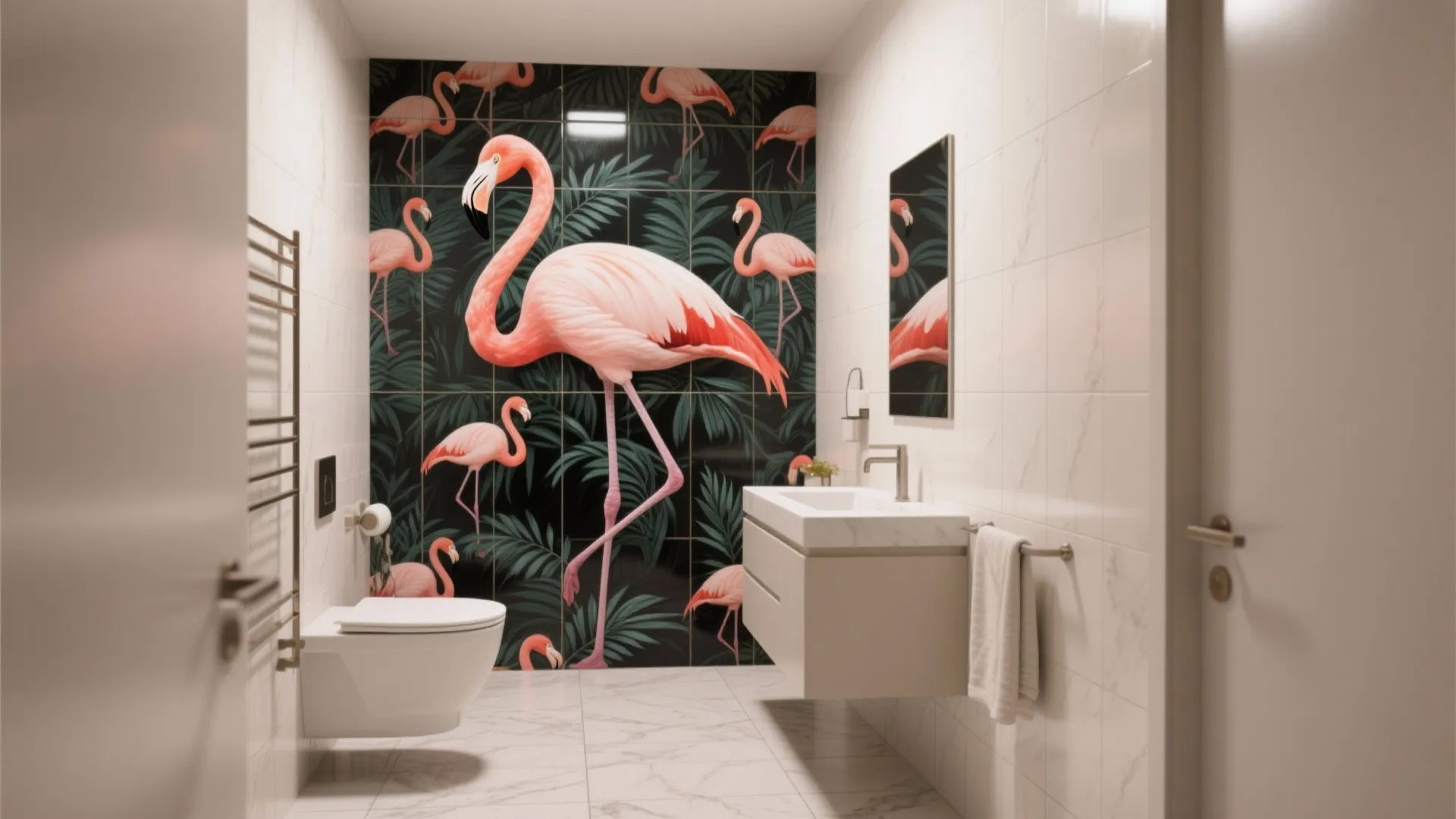 1. Go big with a flamingo accent wall