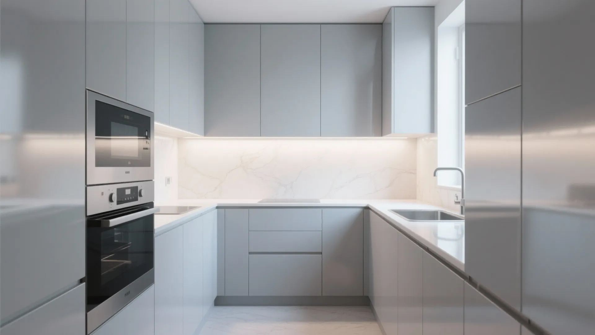 2. Flat-Panel (Slab) Doors — perfect for modern small kitchens