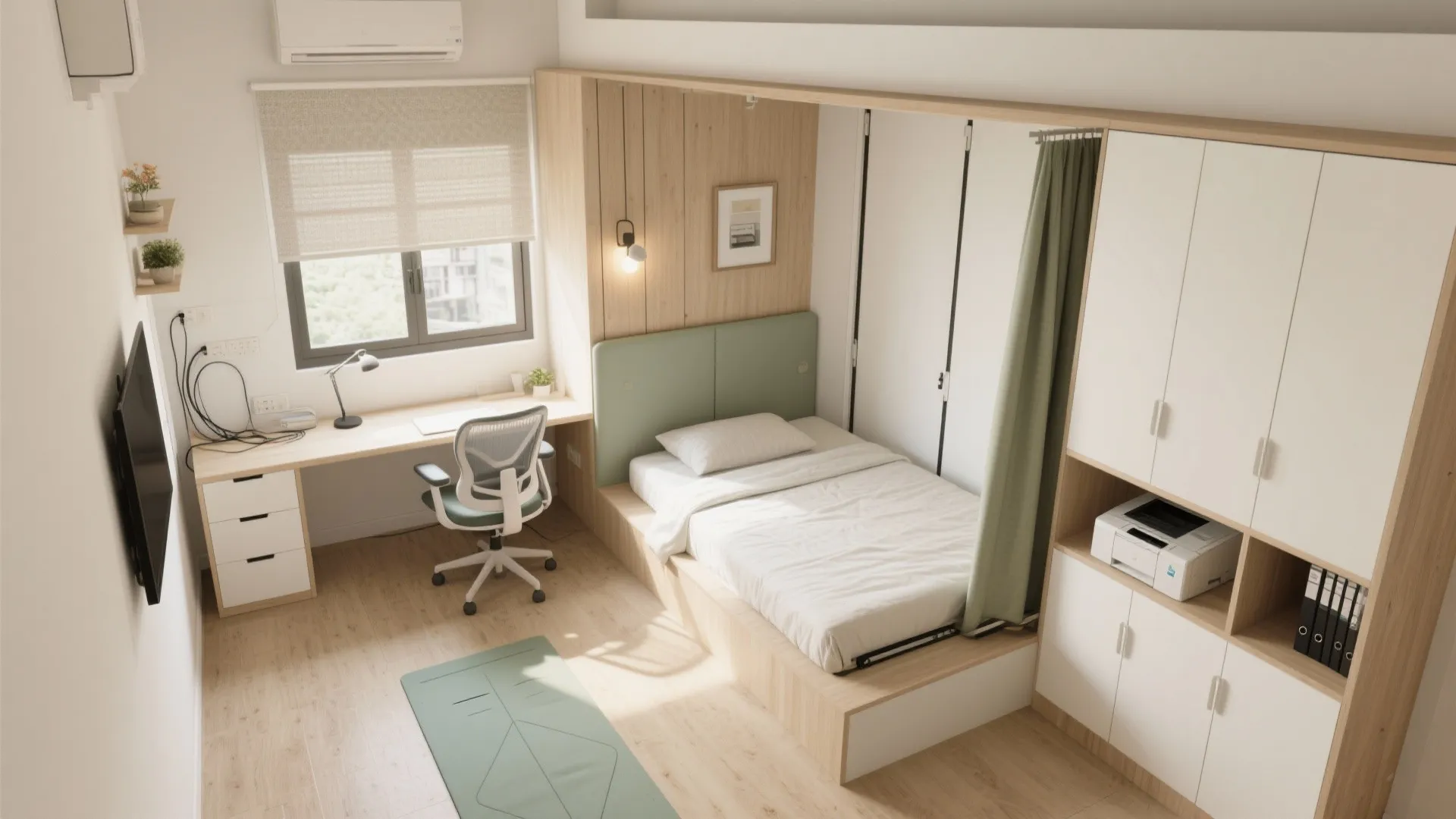 Flexible second bedroom: study + guest in one