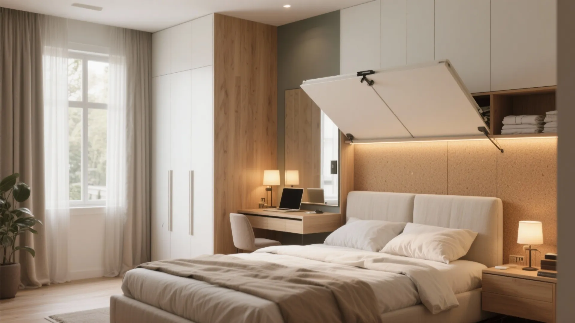 A flexible bedroom with a work–sleep switch