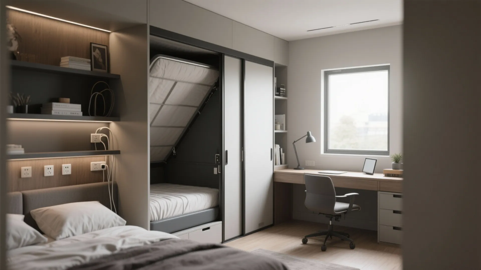 4. Flexible bedroom that converts to a home office