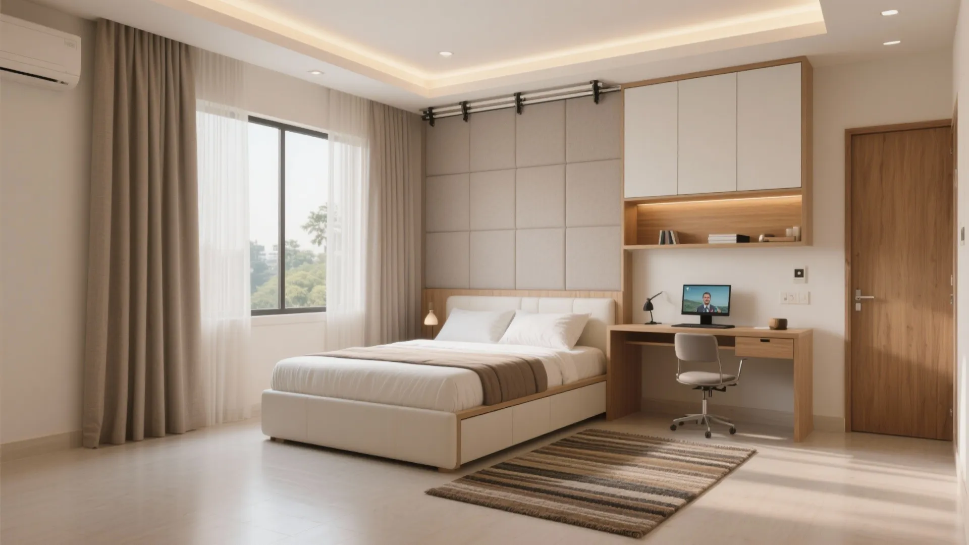 A flex bedroom that flips between guest room and WFH