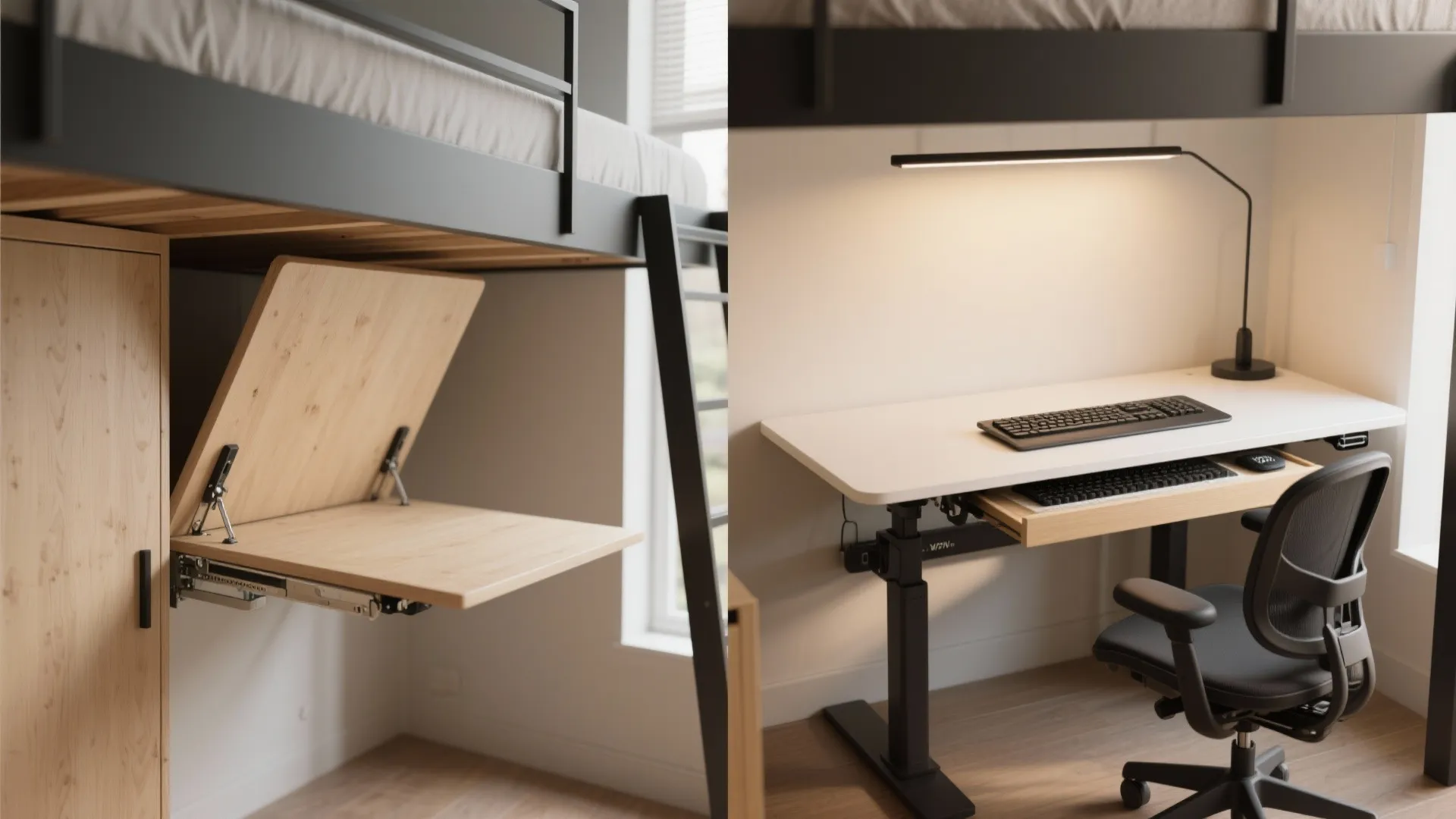Flexible desks: sit-stand, fold-down, or slide-out