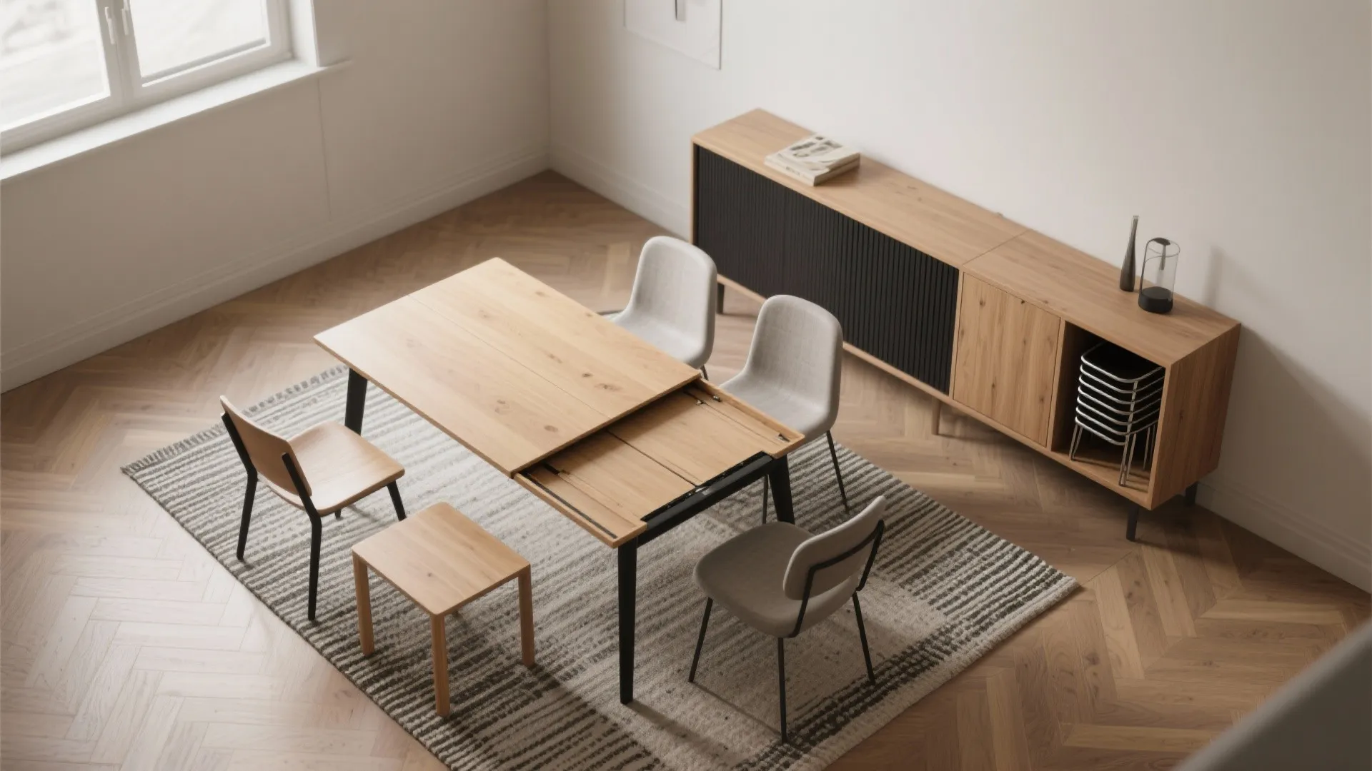 Flexible Furniture: Extendable Tables, Stackable Chairs, and Slim Sideboards