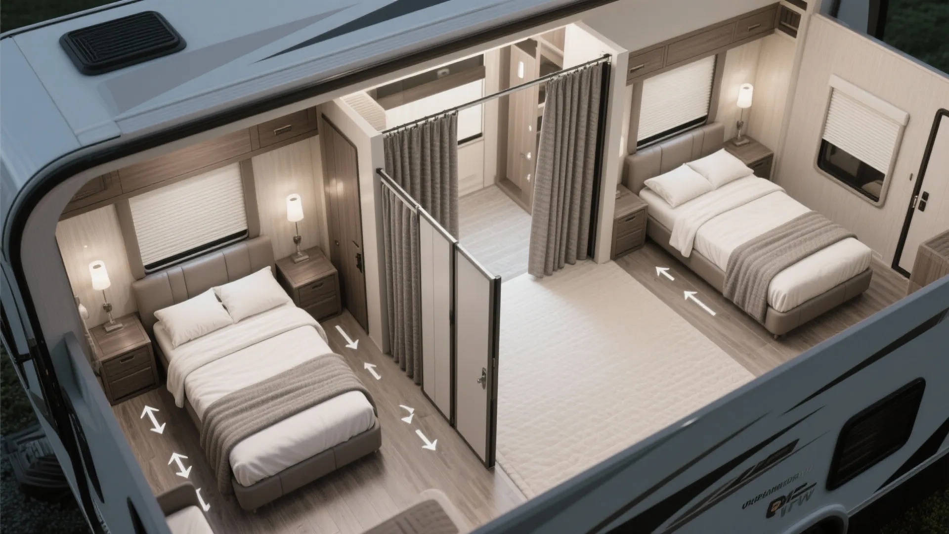 4. Flexible divider between bedrooms